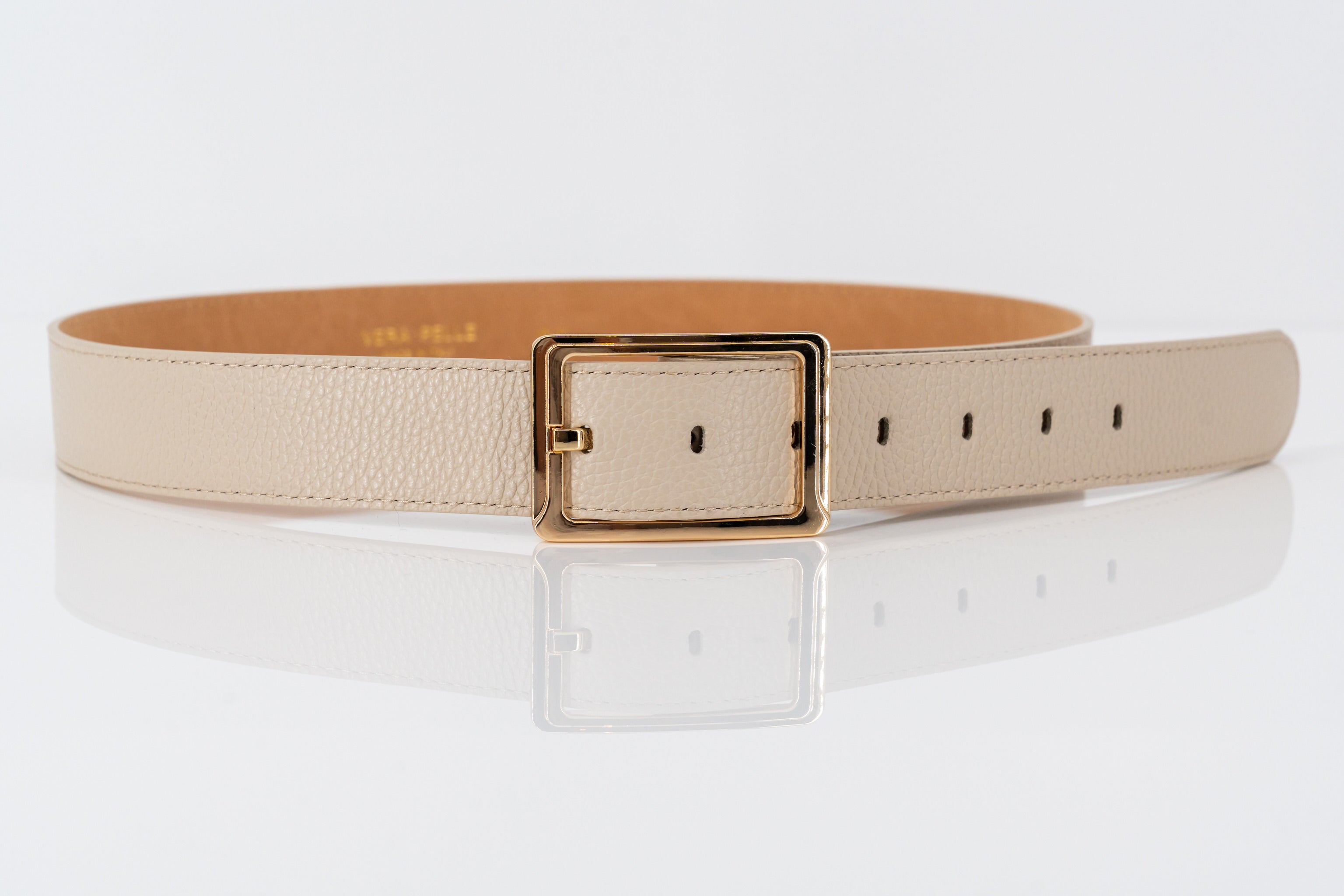 Beige brede riem in echt leder-MyEssentials