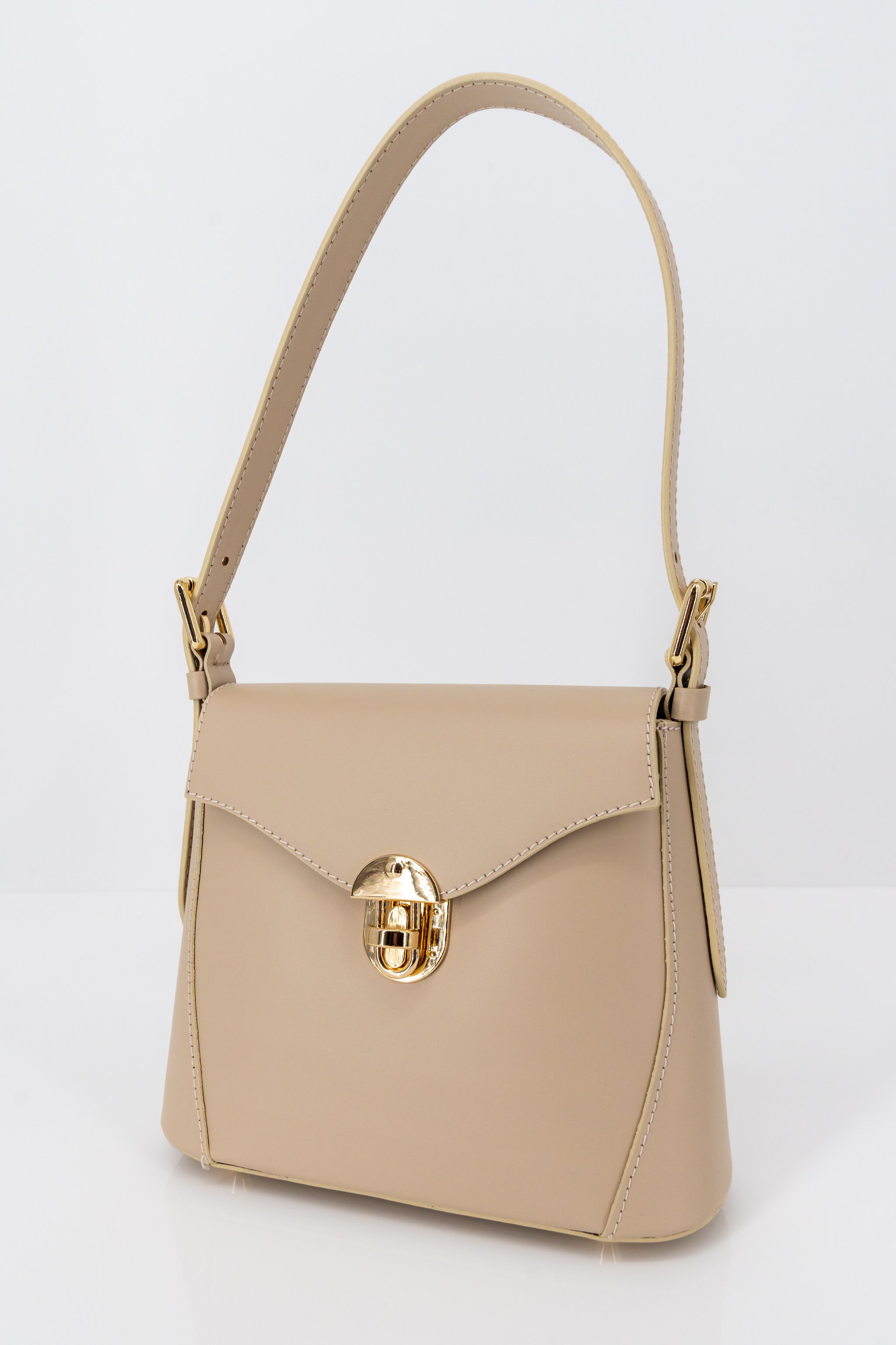 Beige handtas in echt leder-MyEssentials