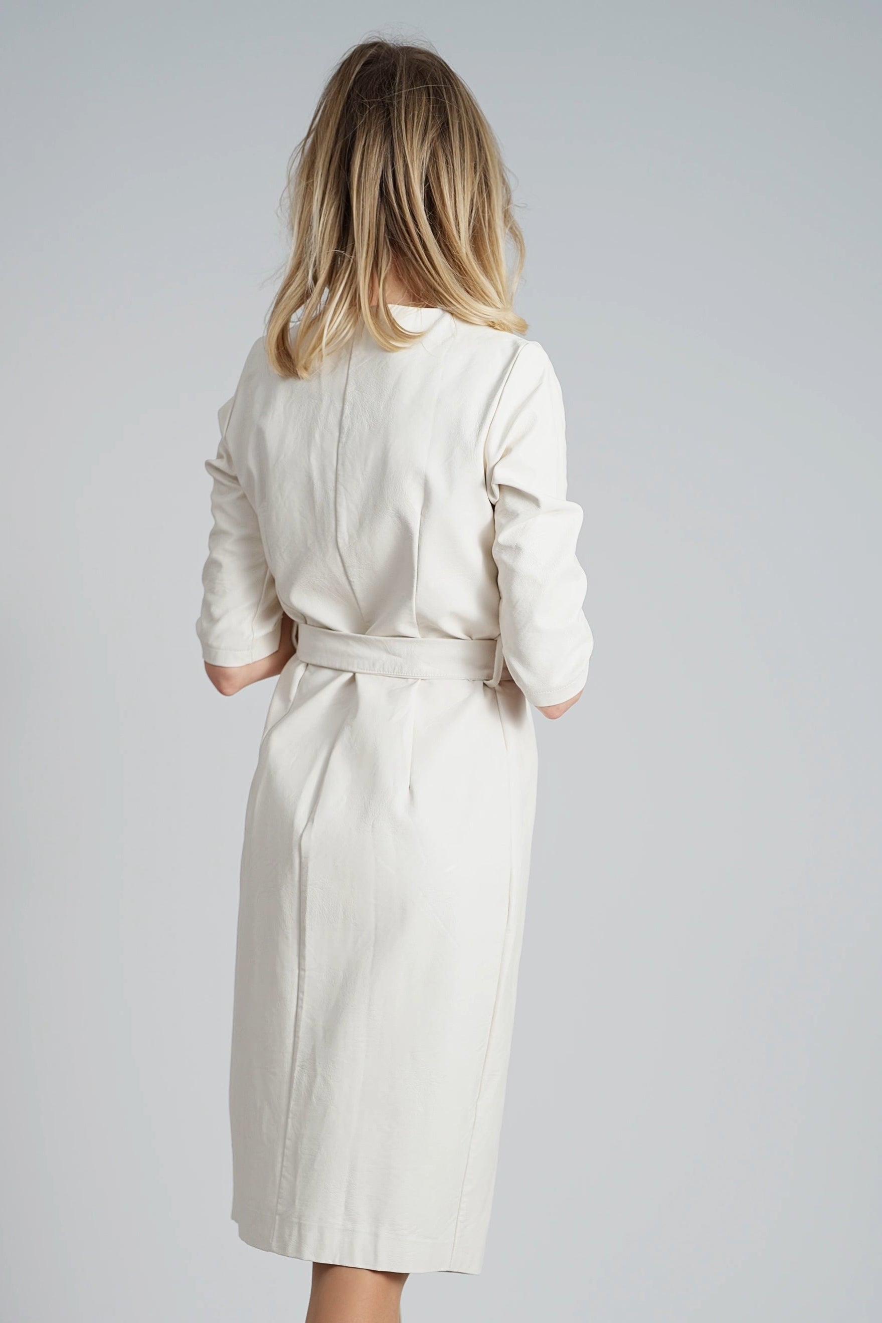 Beige imitatieleren jurk-MyEssentials