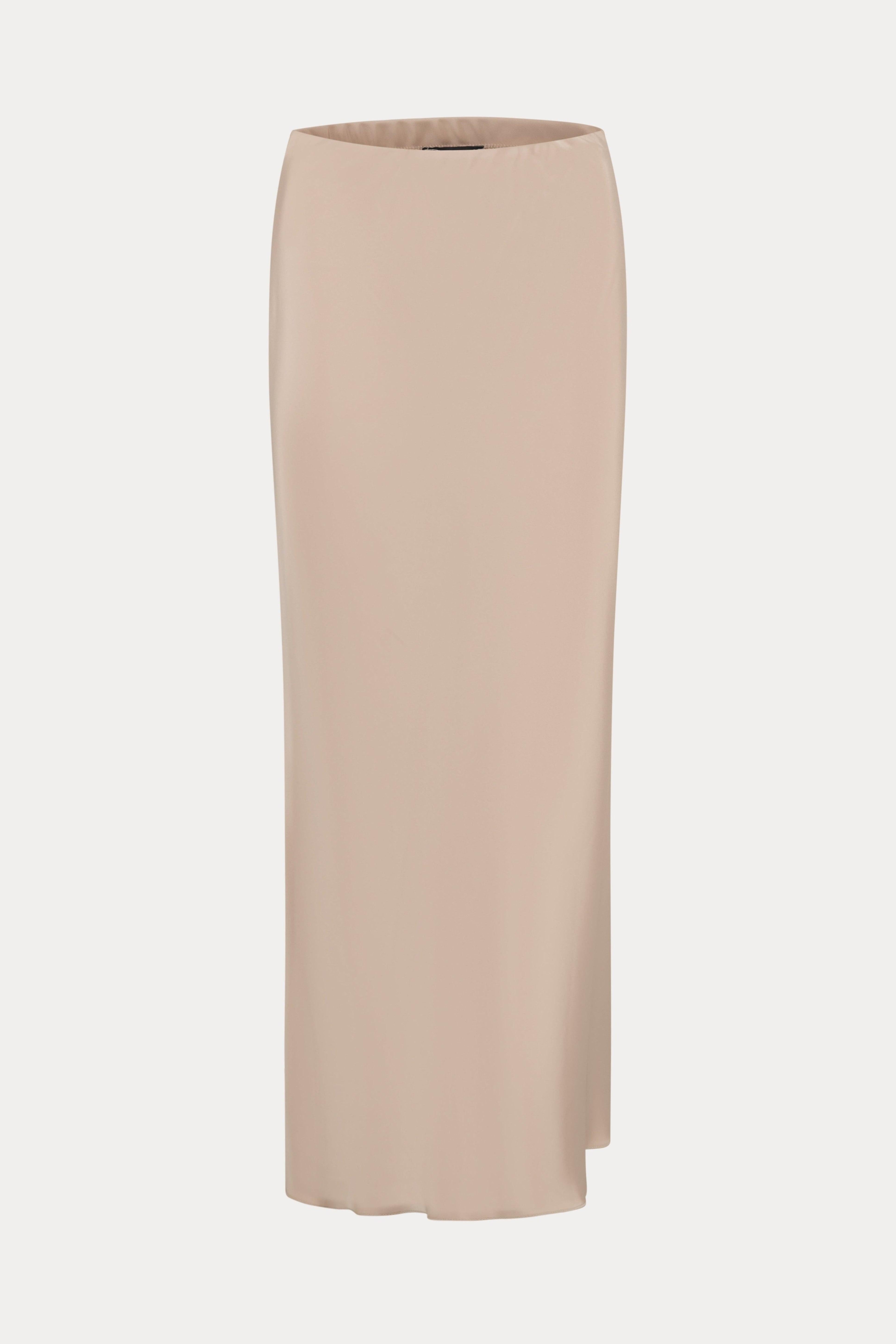 Beige lange satijnen rok-MyEssentials