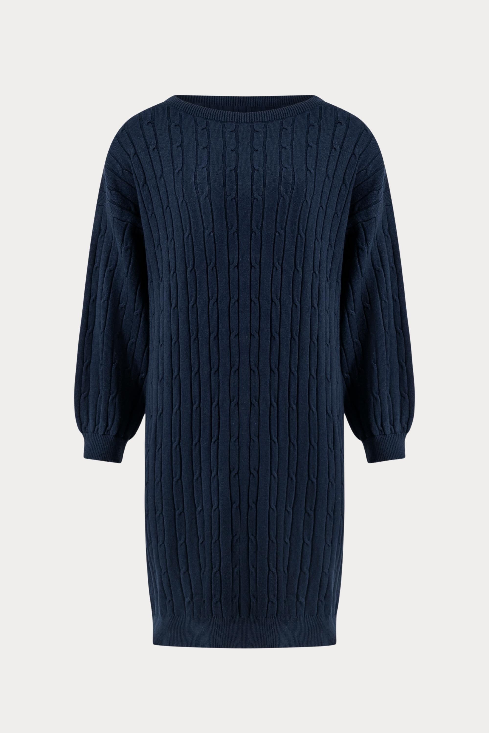 Blauwe gebreide jurk met kasjmier-MyEssentials