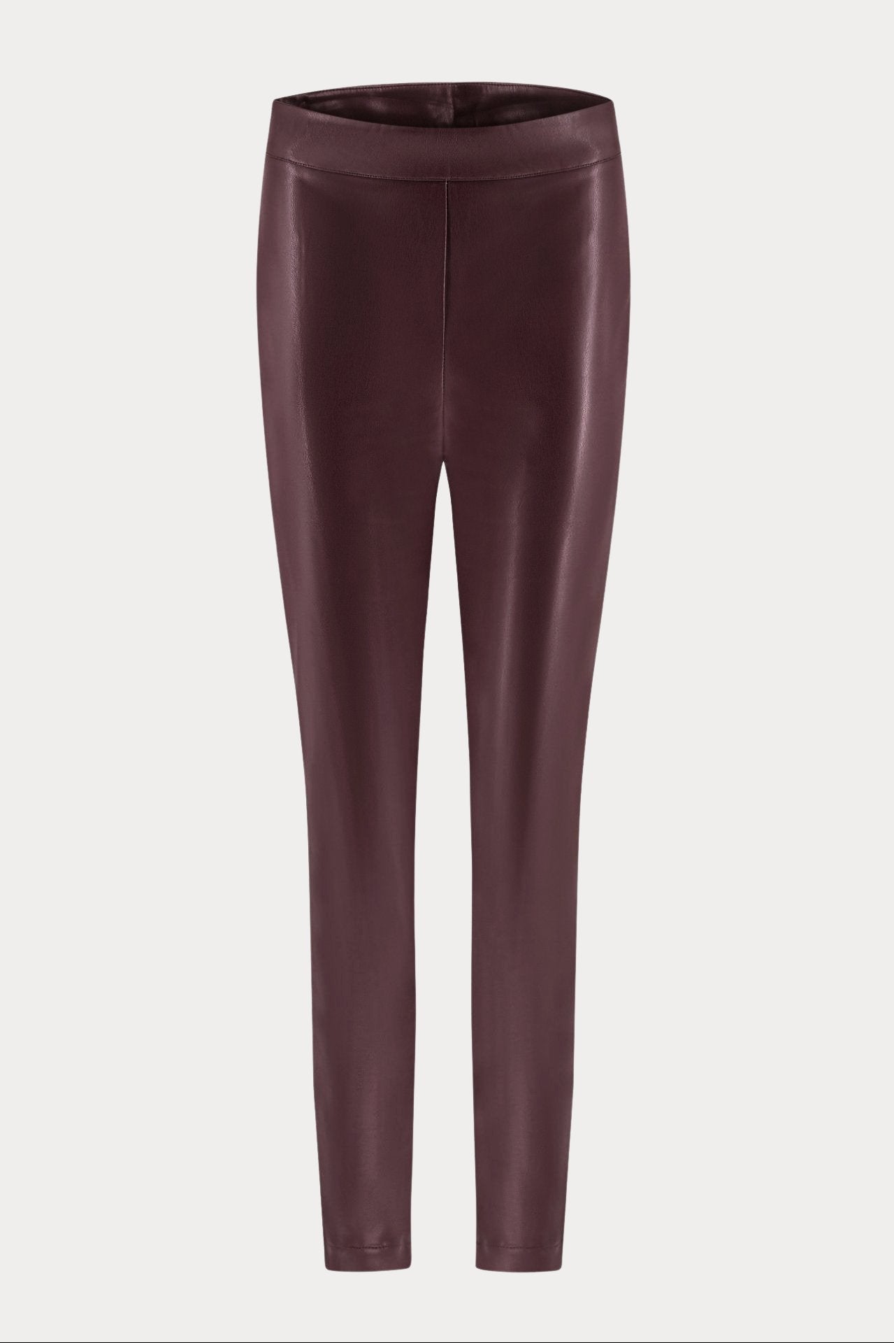 Bordeauxrode imitatieleren broek met smalle pijpen-MyEssentials