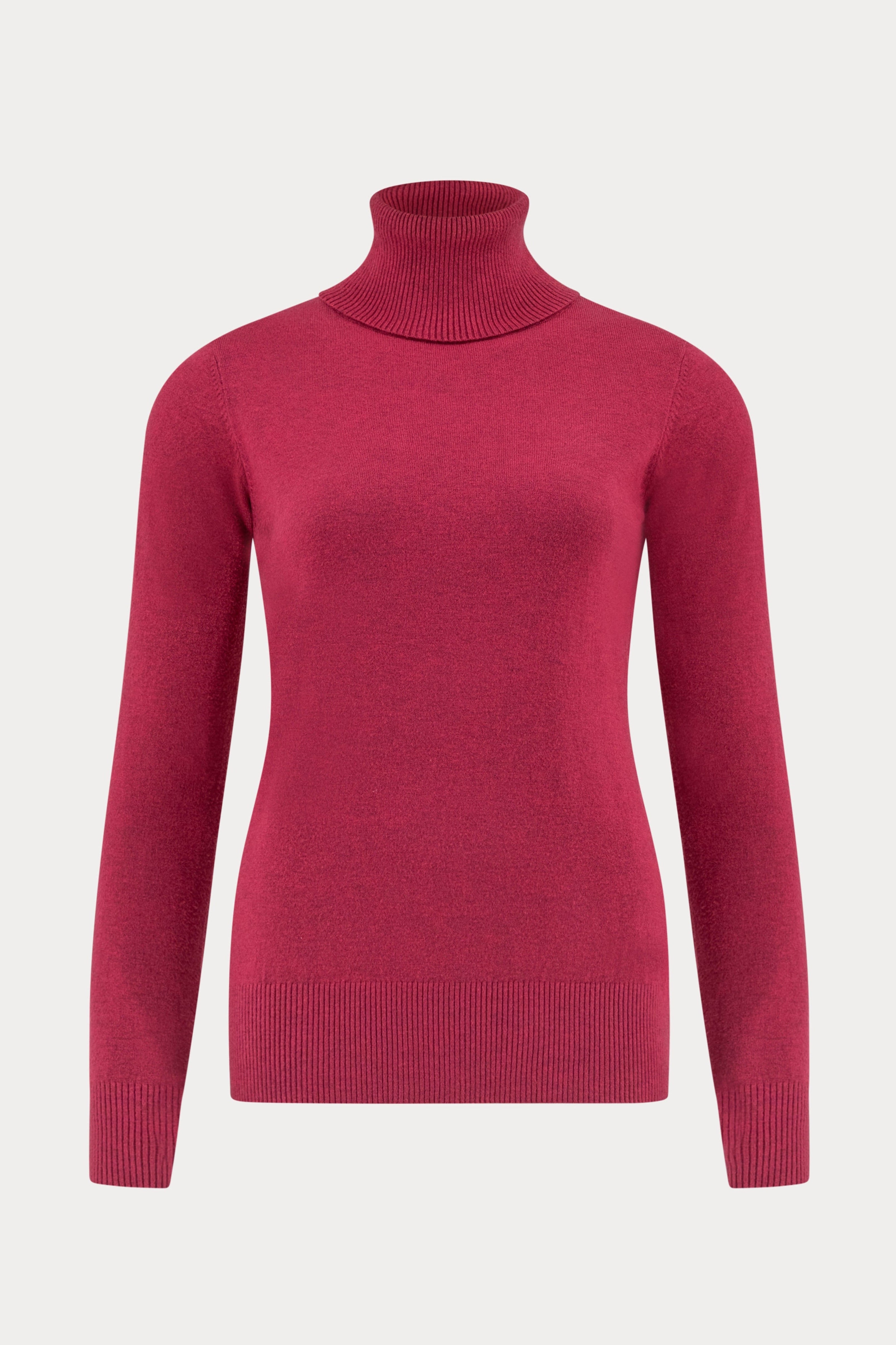 Bordeauxrode rolkraagtrui met kasjmier-MyEssentials