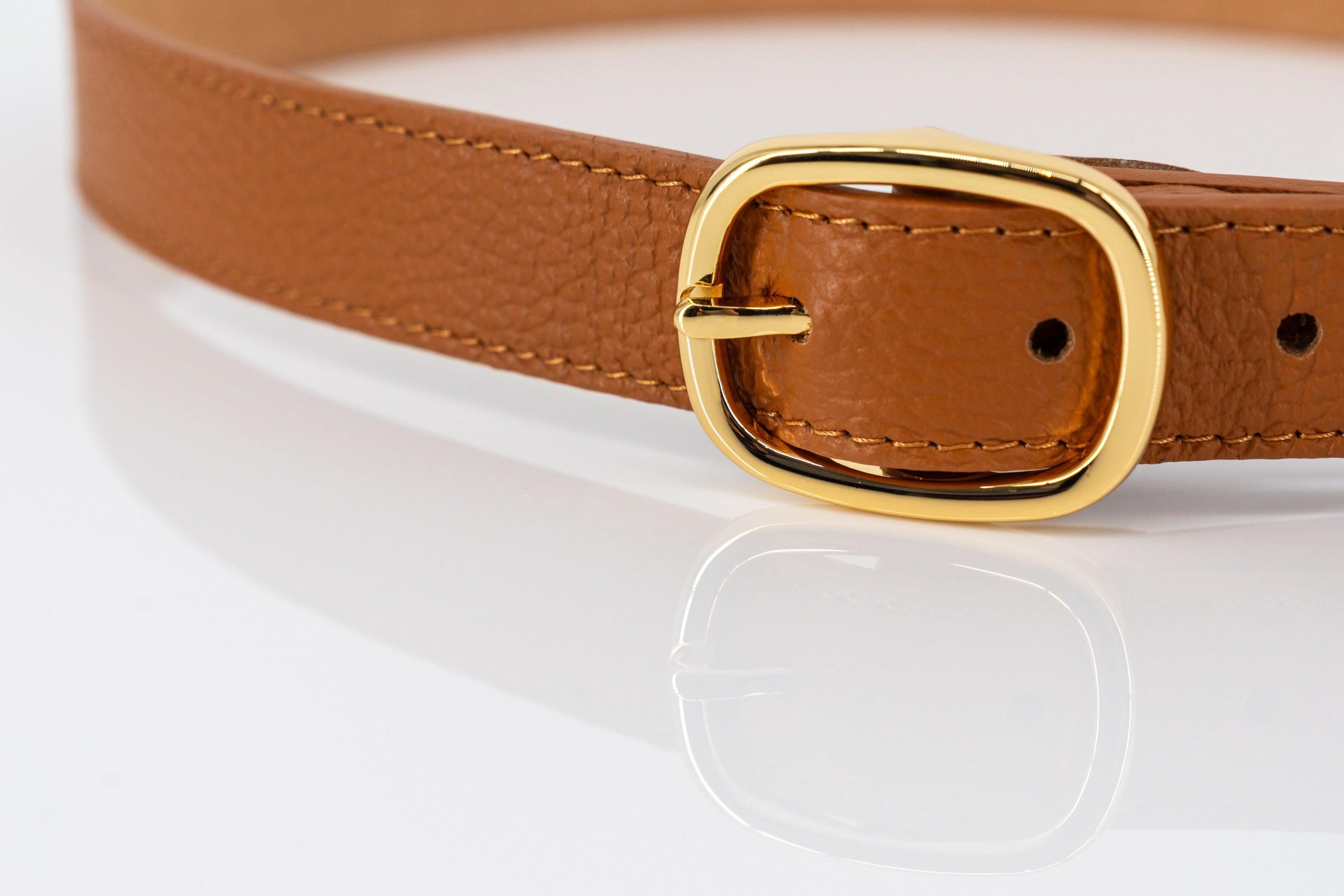 Bruine brede riem in echt leder-MyEssentials