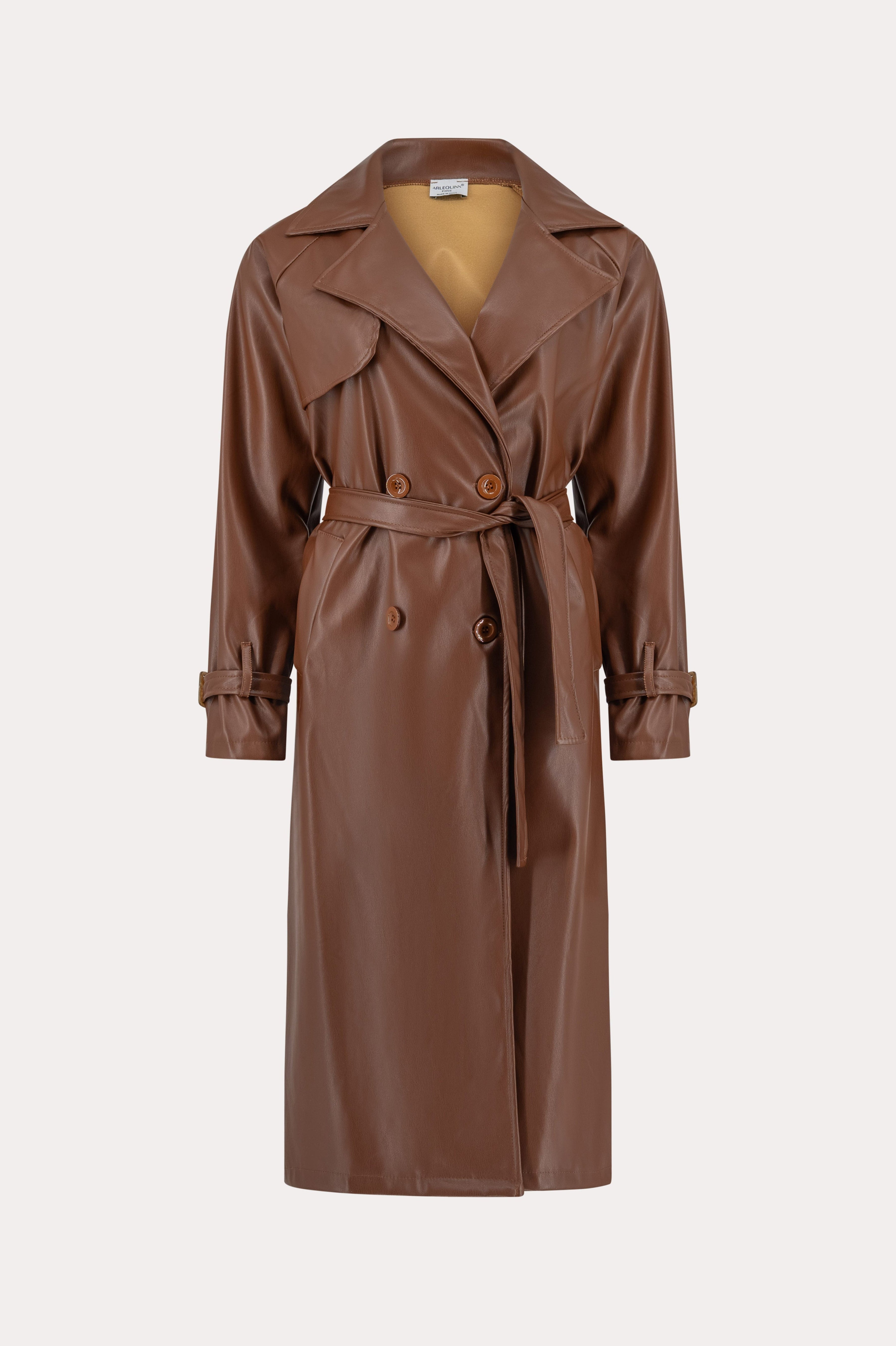 Bruine trenchcoat in imitatieleer-MyEssentials