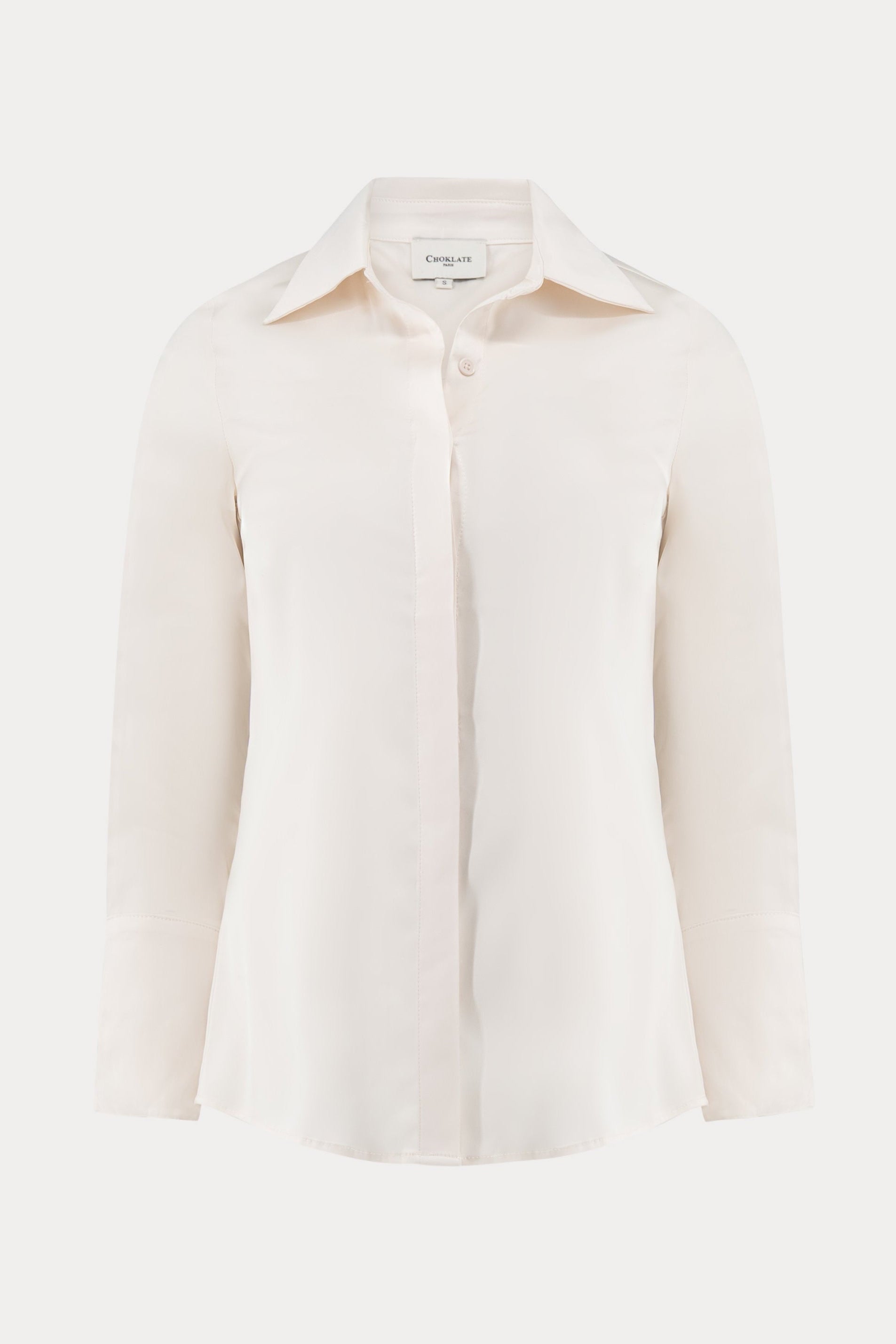 Gebroken wit satijnen hemd-MyEssentials