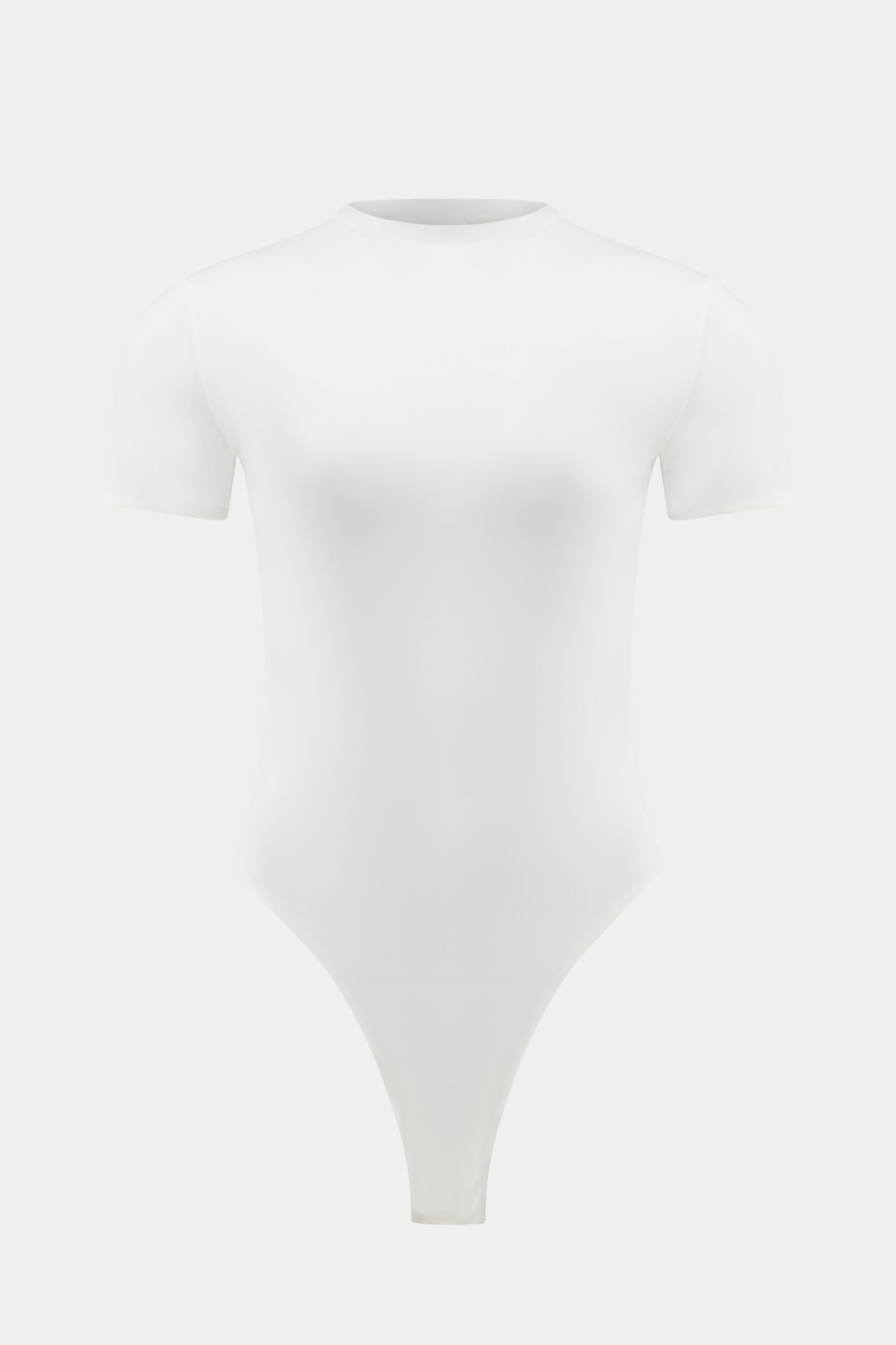 Gebroken witte body met korte mouwen-MyEssentials