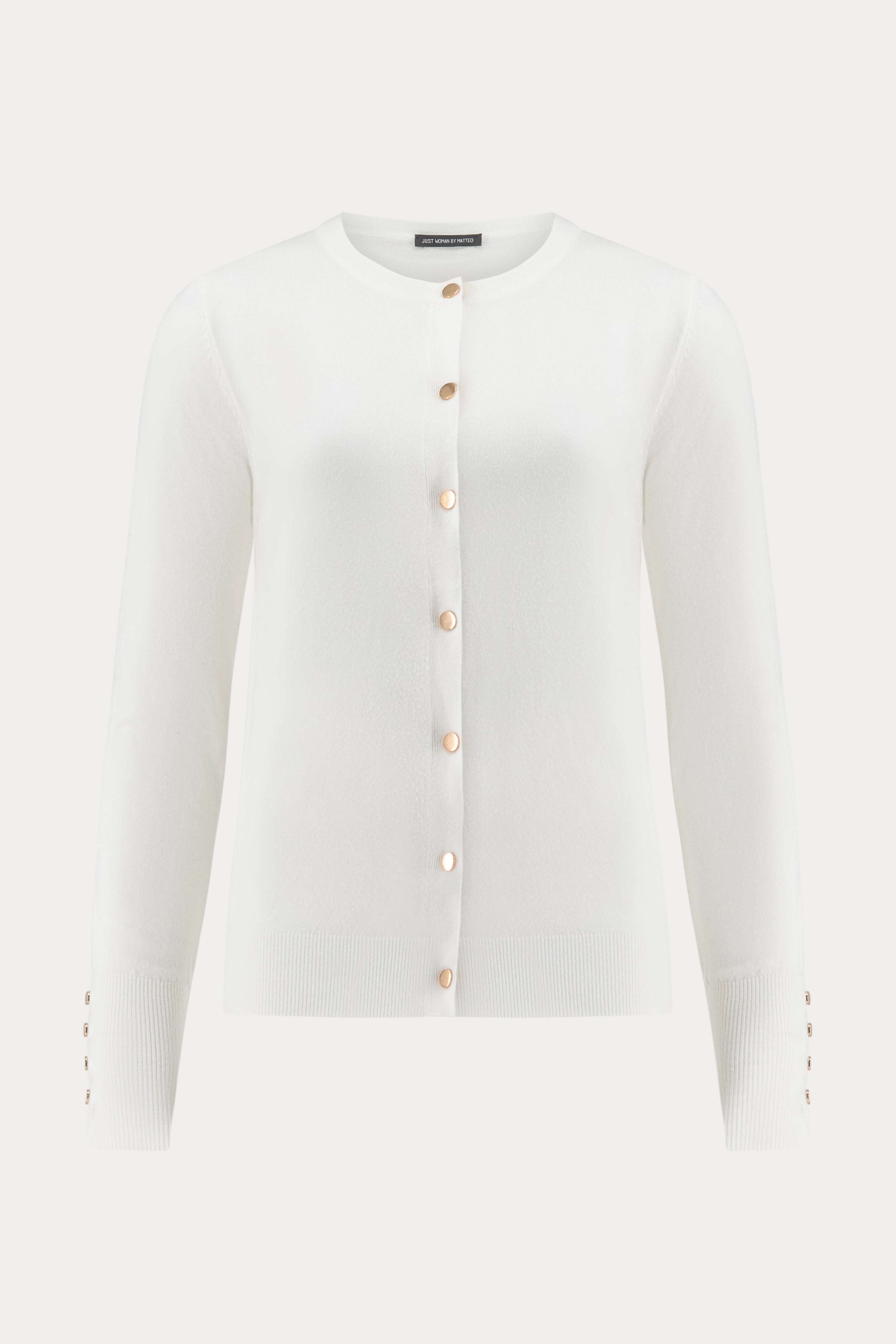 Gebroken witte cardigan met gouden drukknopen-MyEssentials