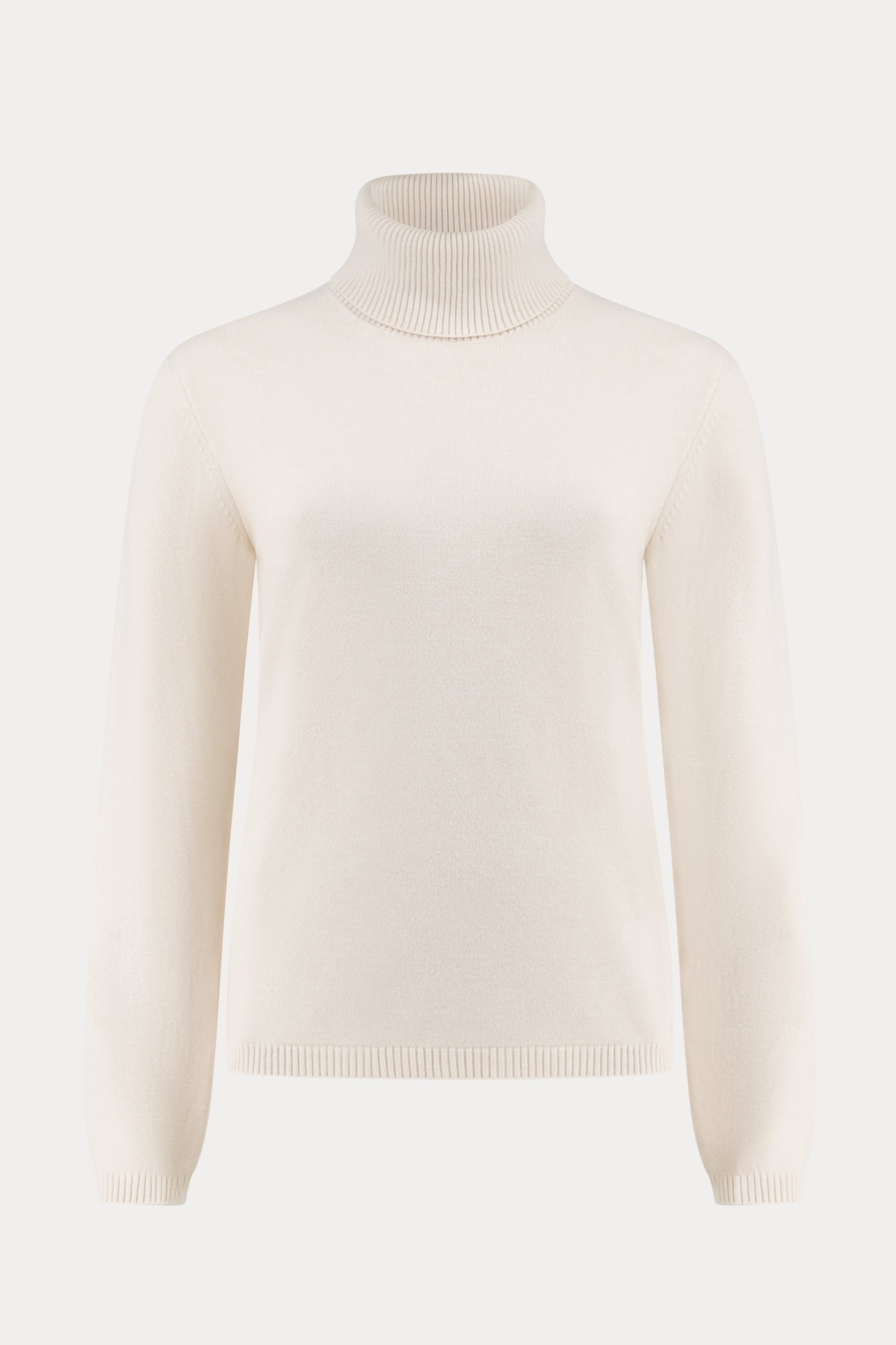Gebroken witte viscosemix wolmix pullover met rolkraag-MyEssentials