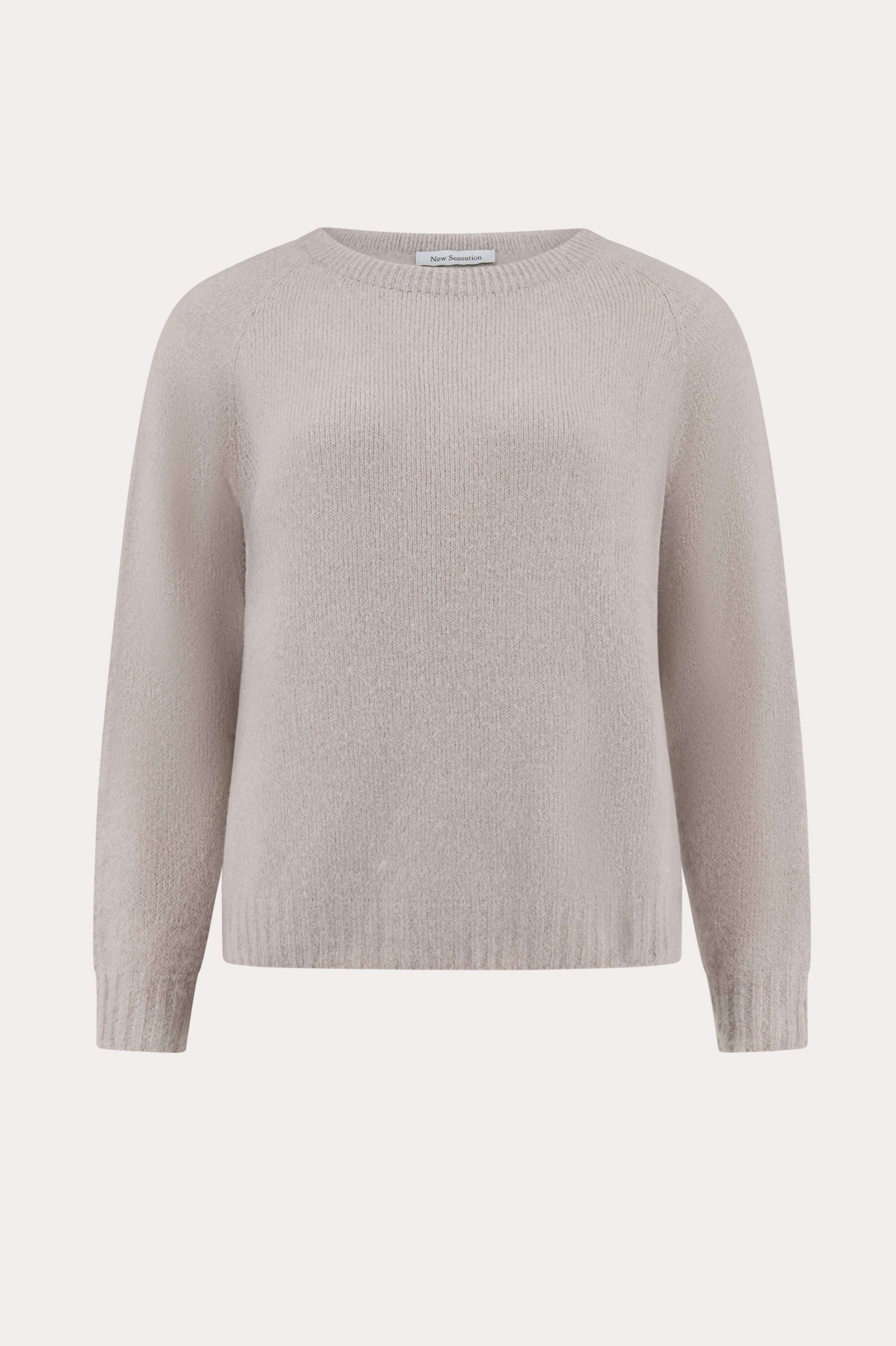 Greige alpacamix pullover met ronde hals-MyEssentials