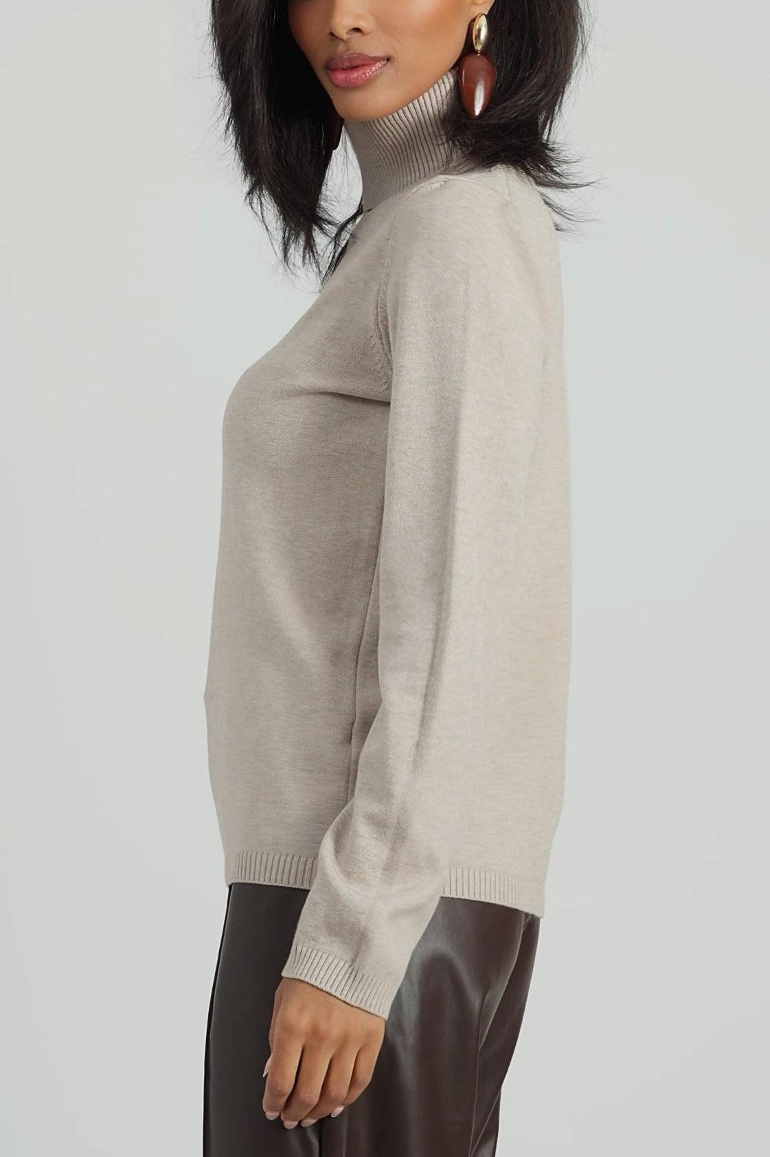 Greige viscosemix pullover met rolkraag-MyEssentials