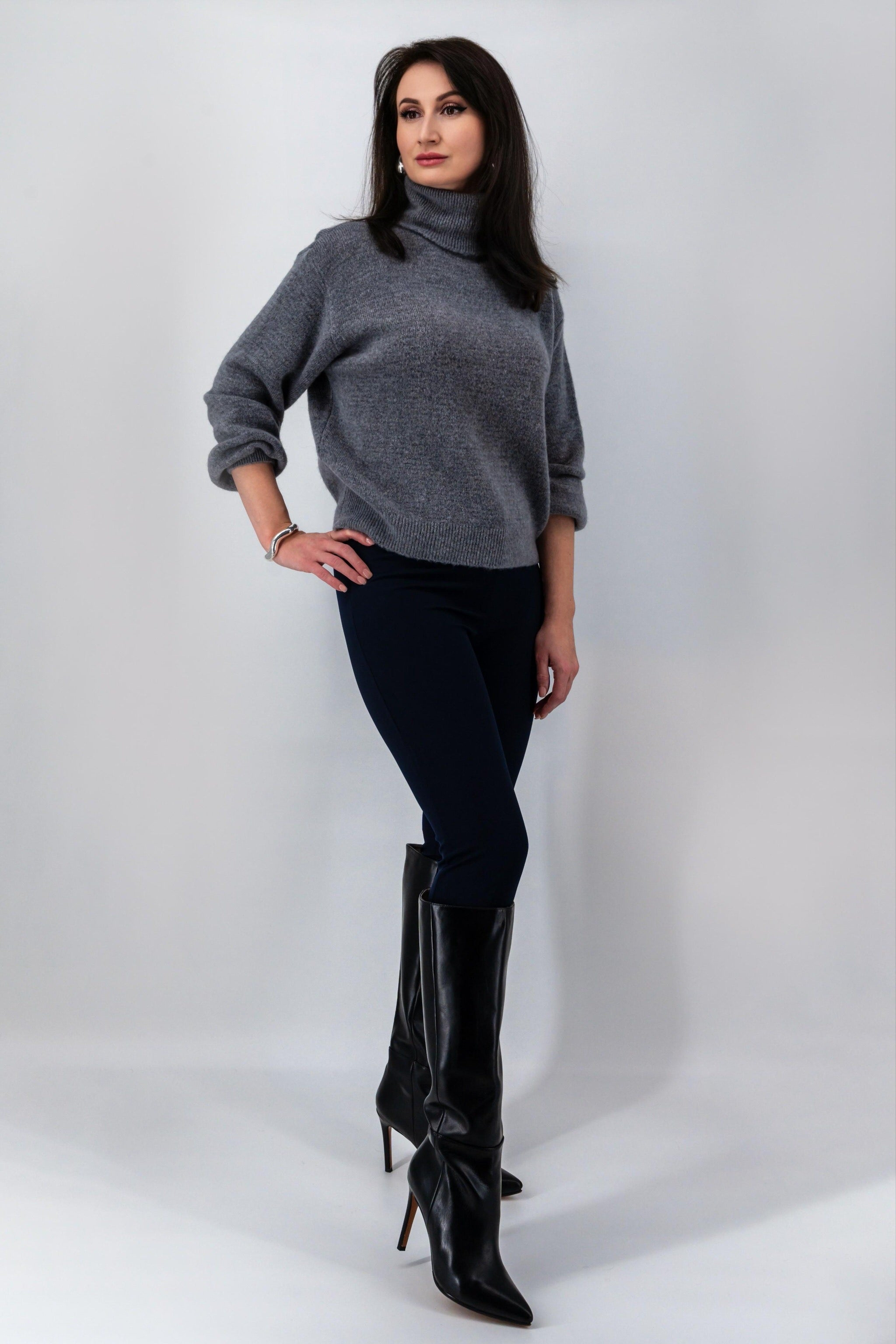 Grijze rolkraagtrui met baby alpaca-MyEssentials