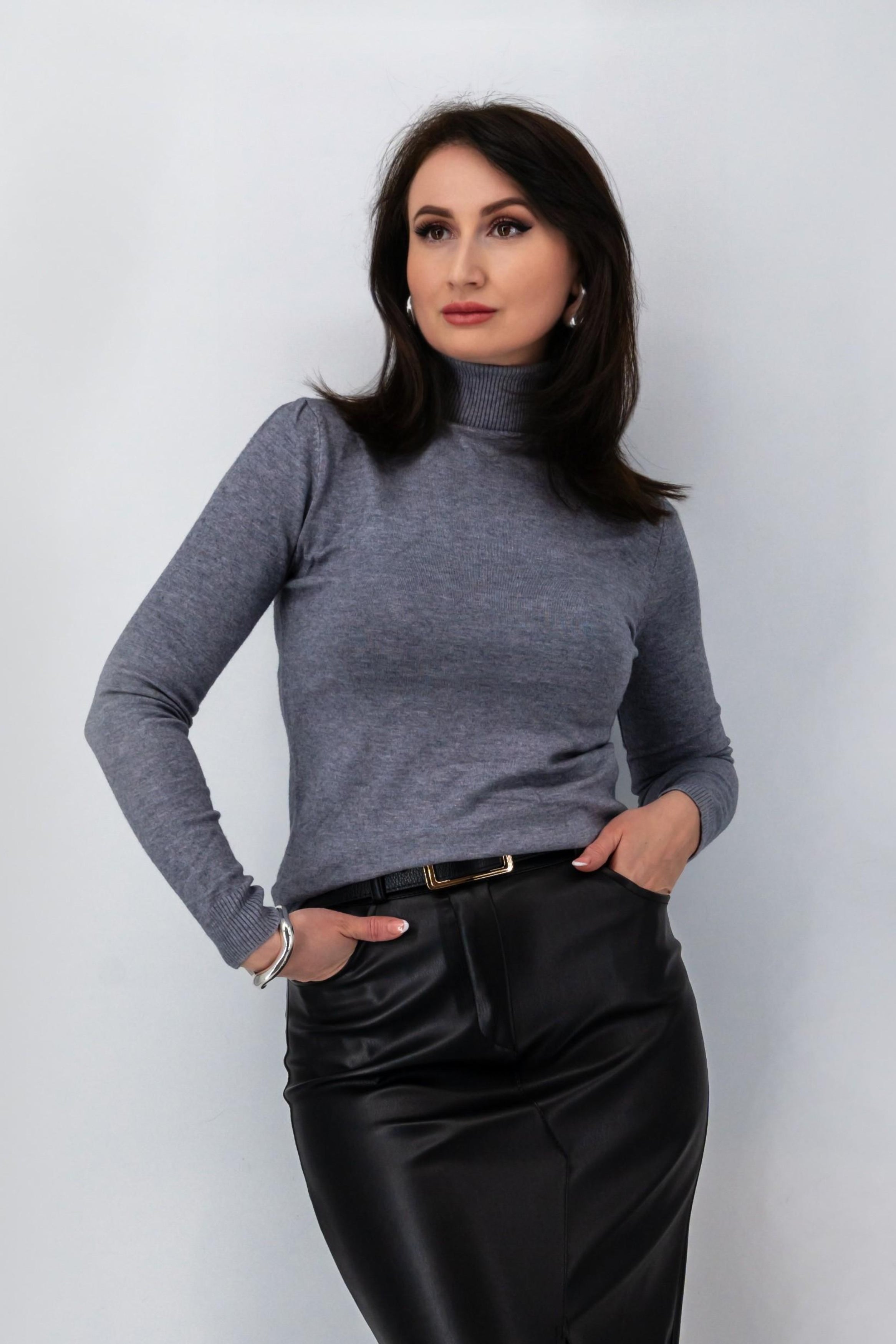 Grijze rolkraagtrui met kasjmier-MyEssentials