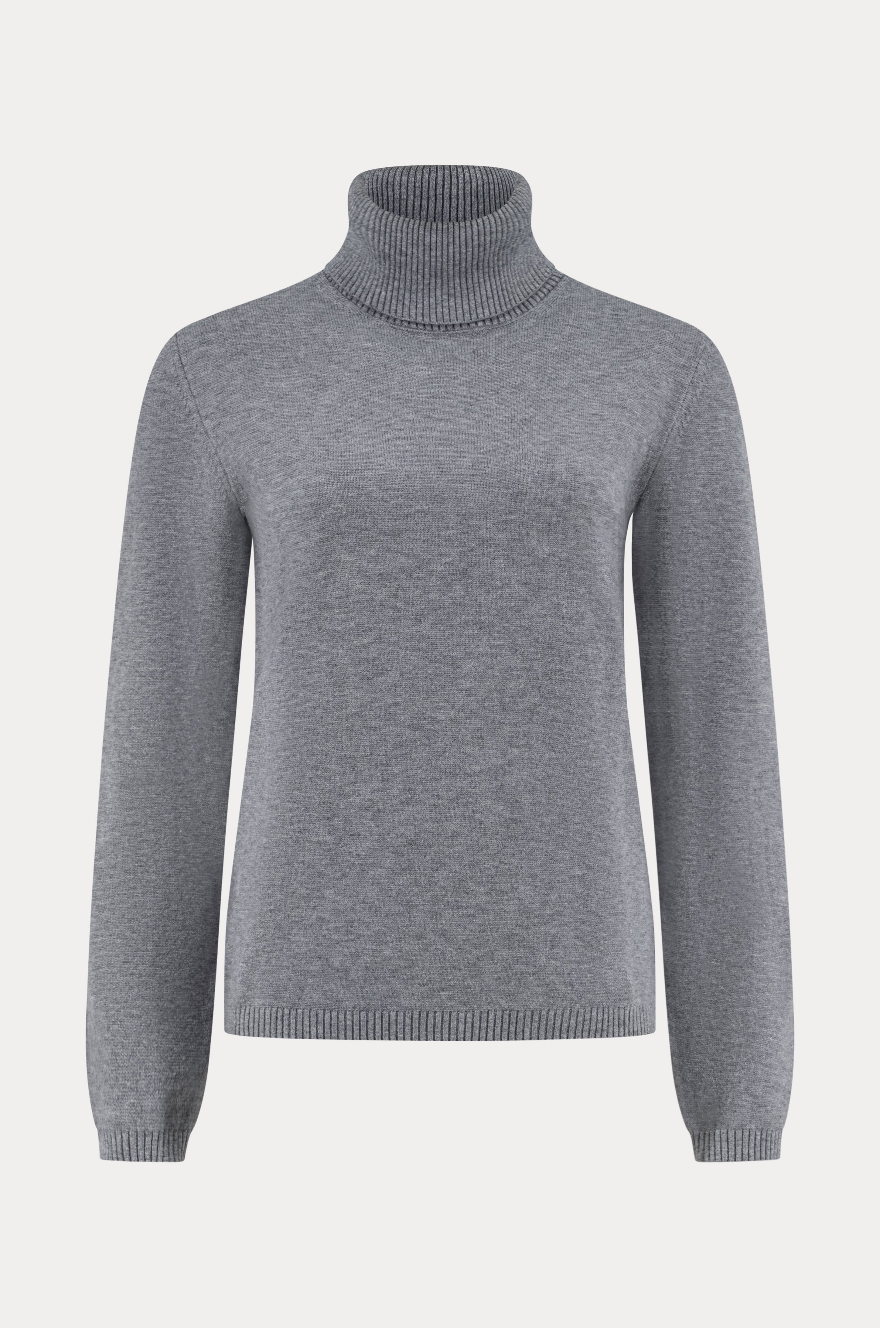 Grijze viscosemix pullover met rolkraag-MyEssentials