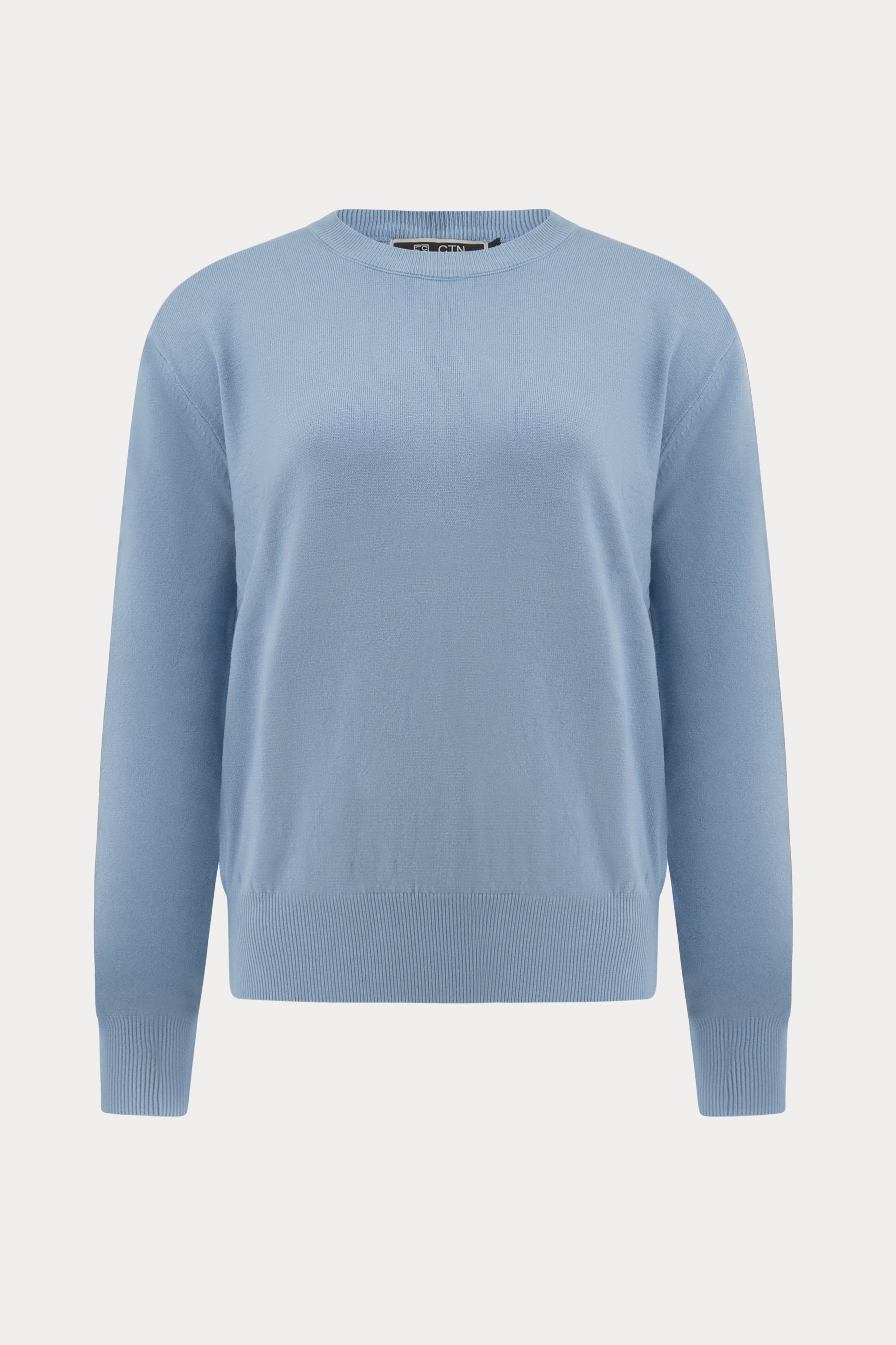 Lichtblauwe pullover in viscoseblend-MyEssentials