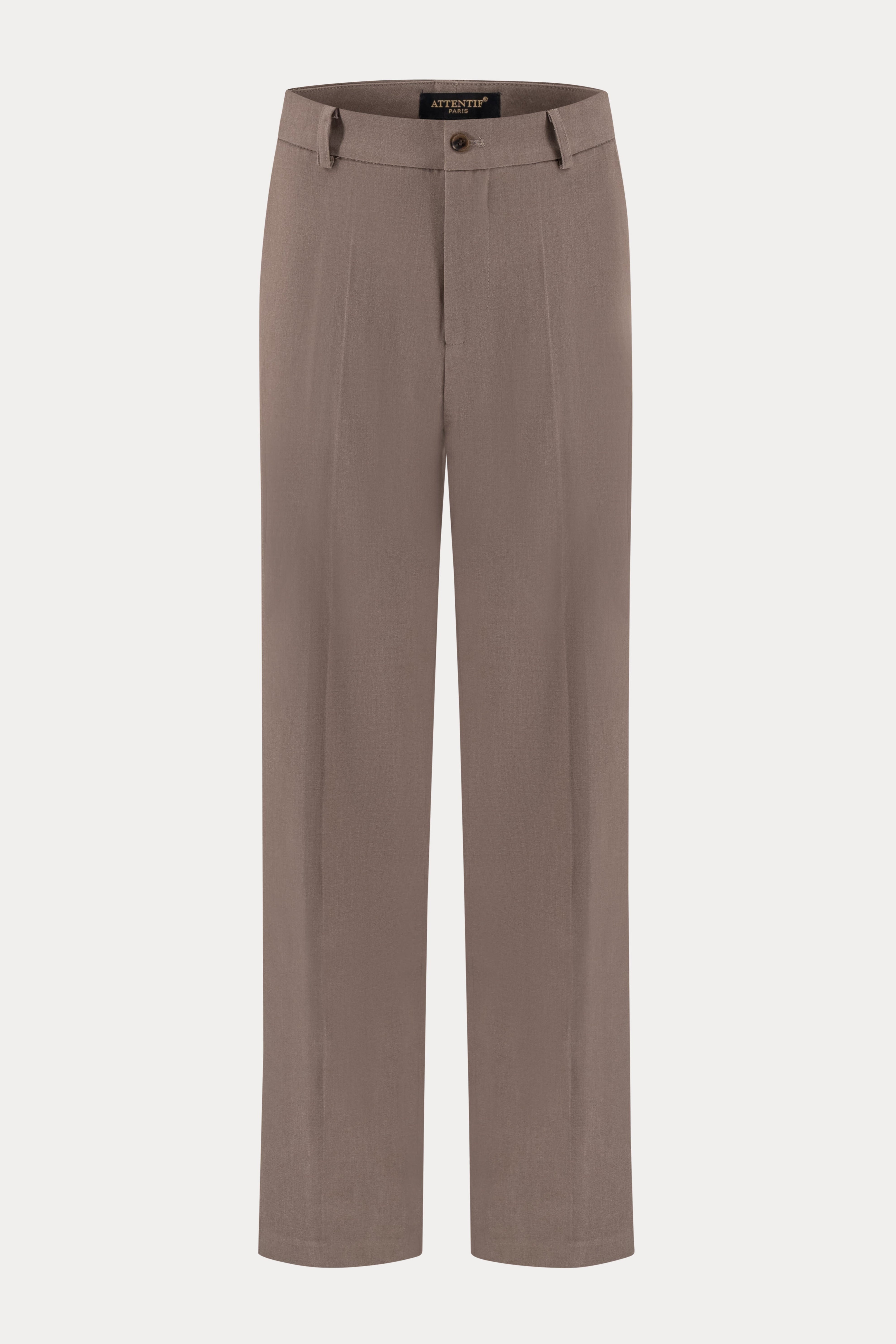 Taupe wide leg broek met hoge taille-MyEssentials