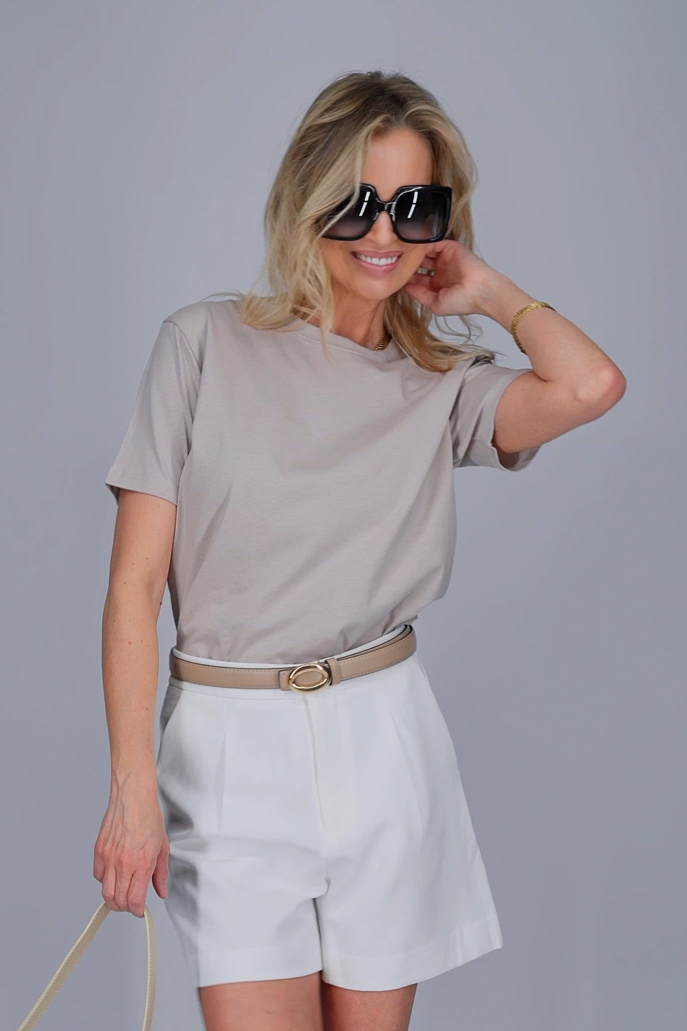 Taupekleurig T-shirt in katoen-MyEssentials