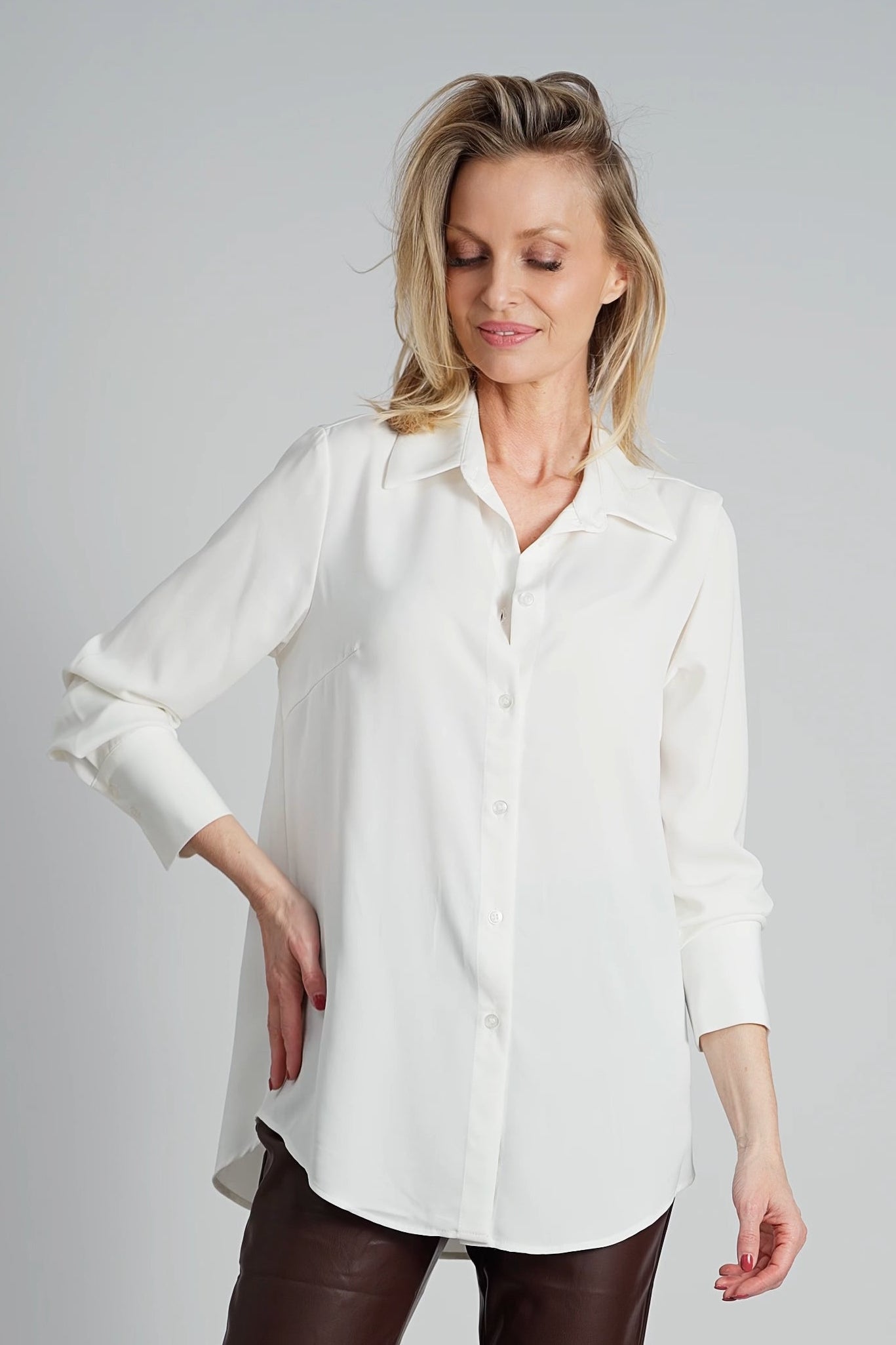 Wit satijnen hemd-MyEssentials