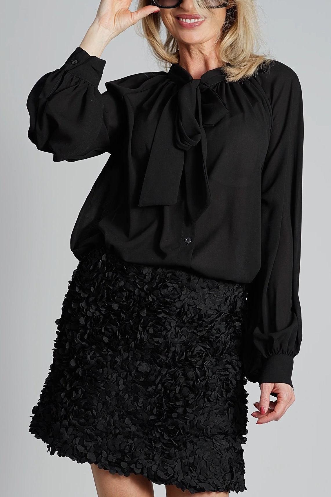 Zwarte blouse met strik-MyEssentials