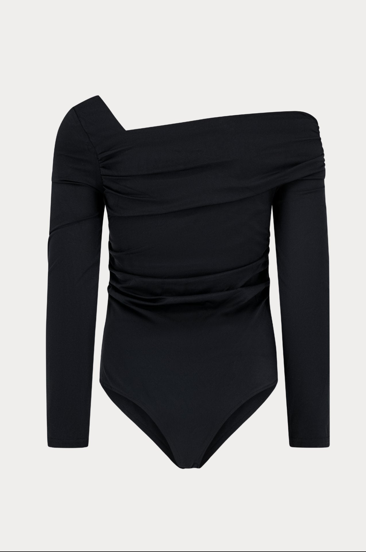 Zwarte body met lange mouwen en open schouder-MyEssentials