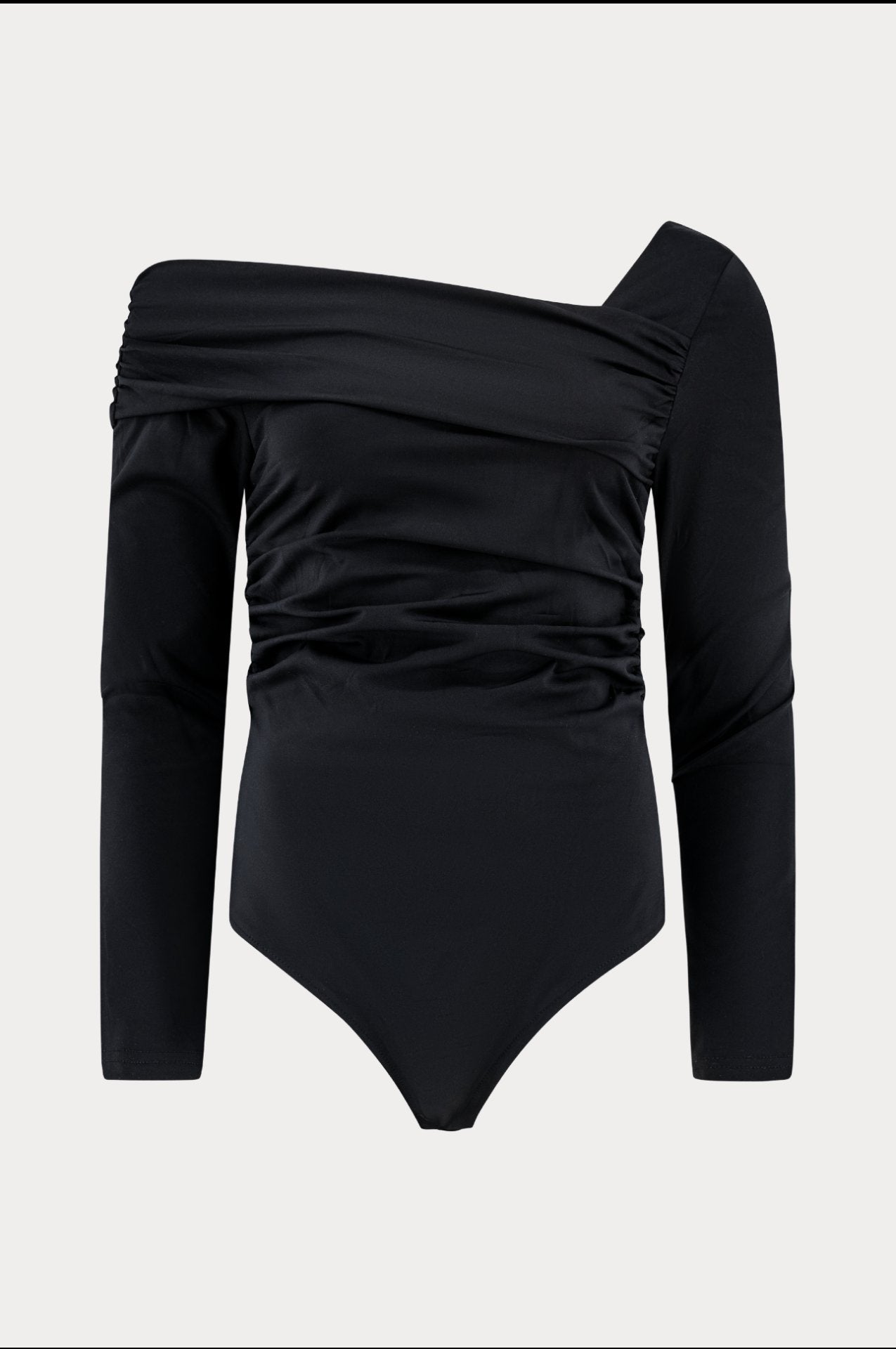 Zwarte body met lange mouwen en open schouder-MyEssentials