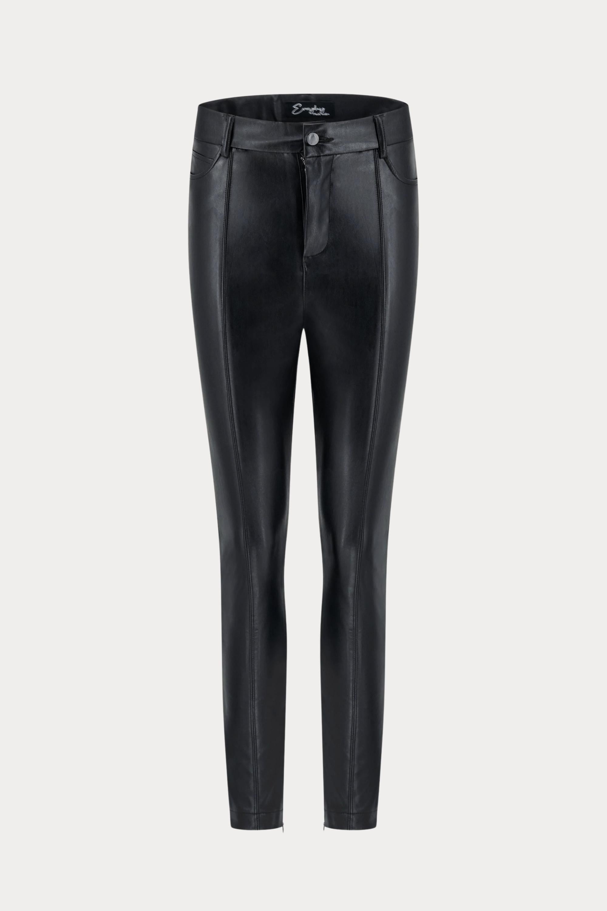 Zwarte broek in imitatieleer-MyEssentials