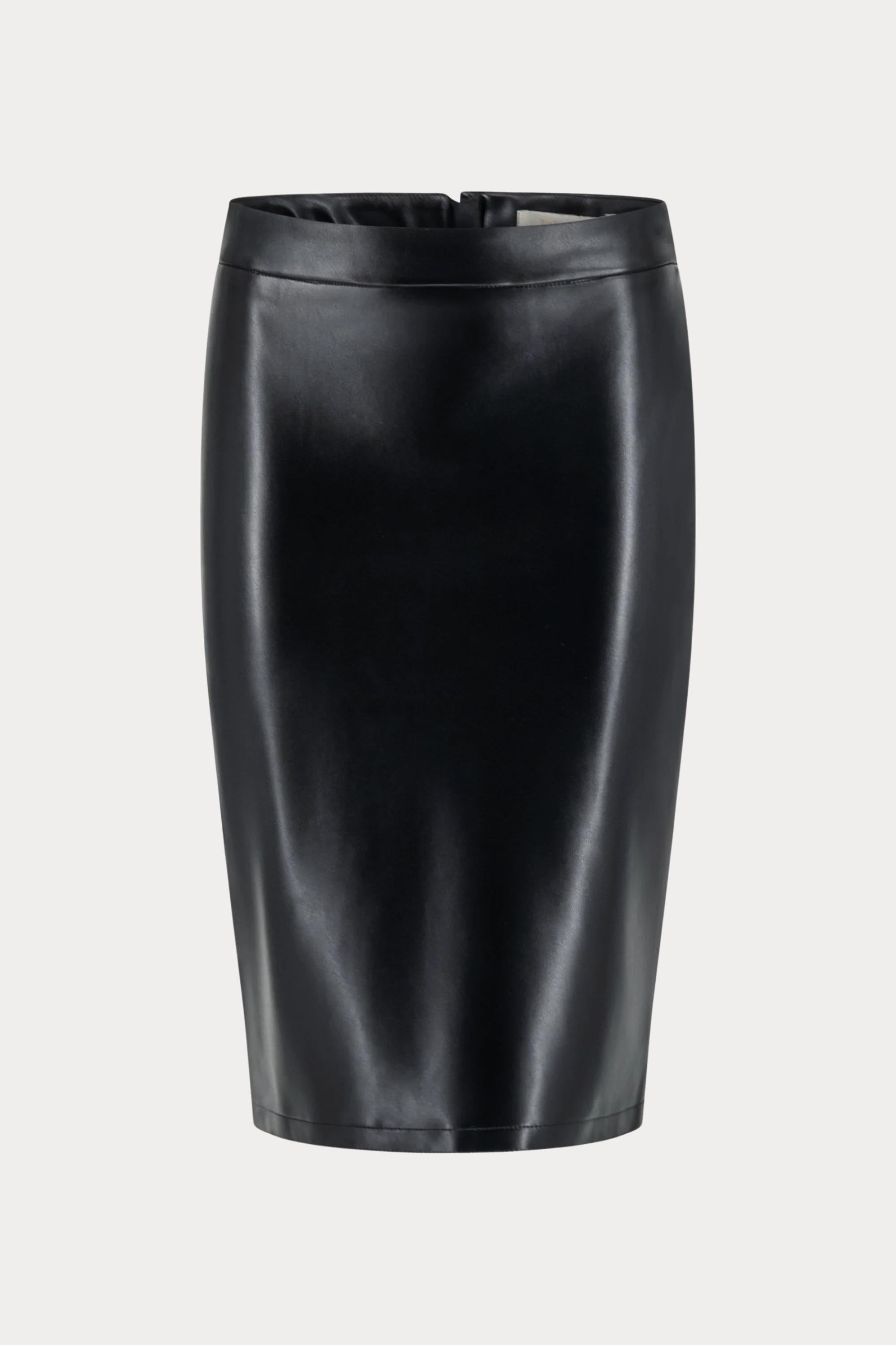 Zwarte kokerrok in imitatieleer-MyEssentials