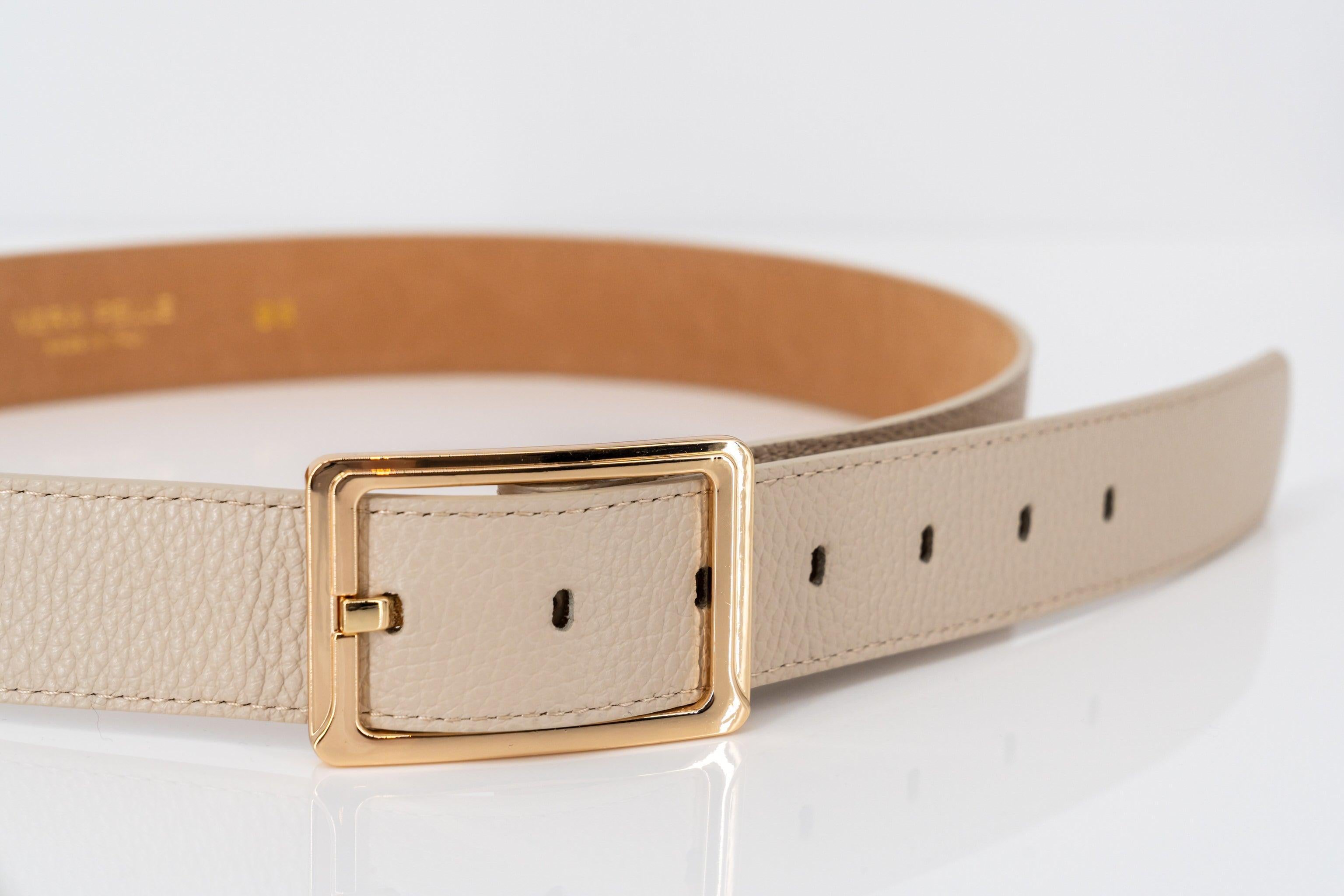 Beige brede riem in echt leder-MyEssentials