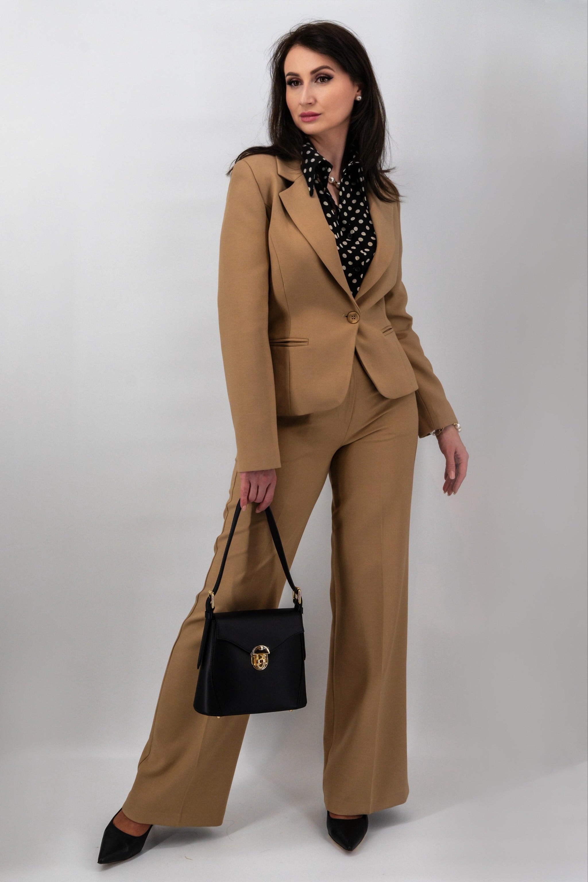 Beige damesblazer met viscose-MyEssentials