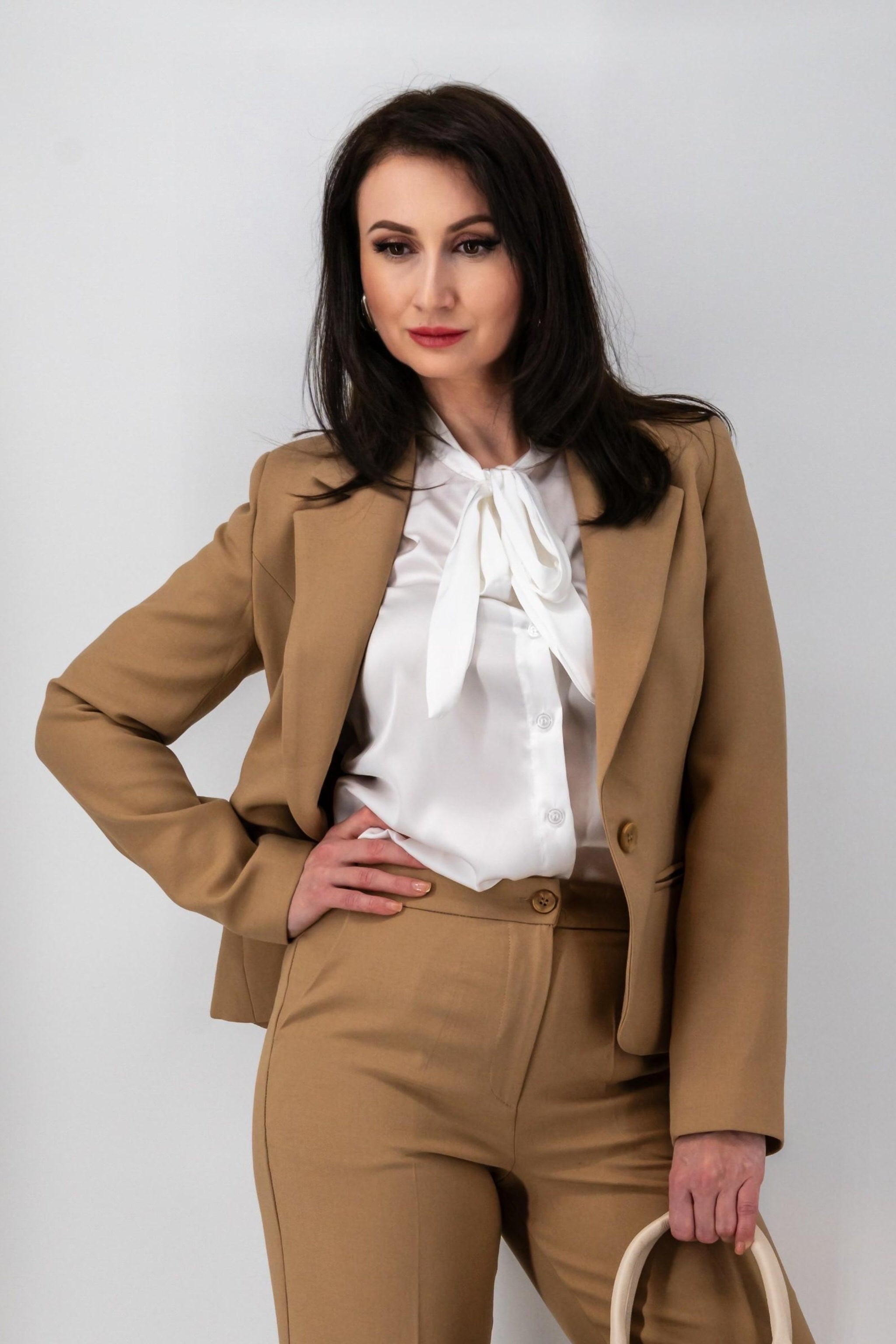 Beige damesblazer met viscose-MyEssentials