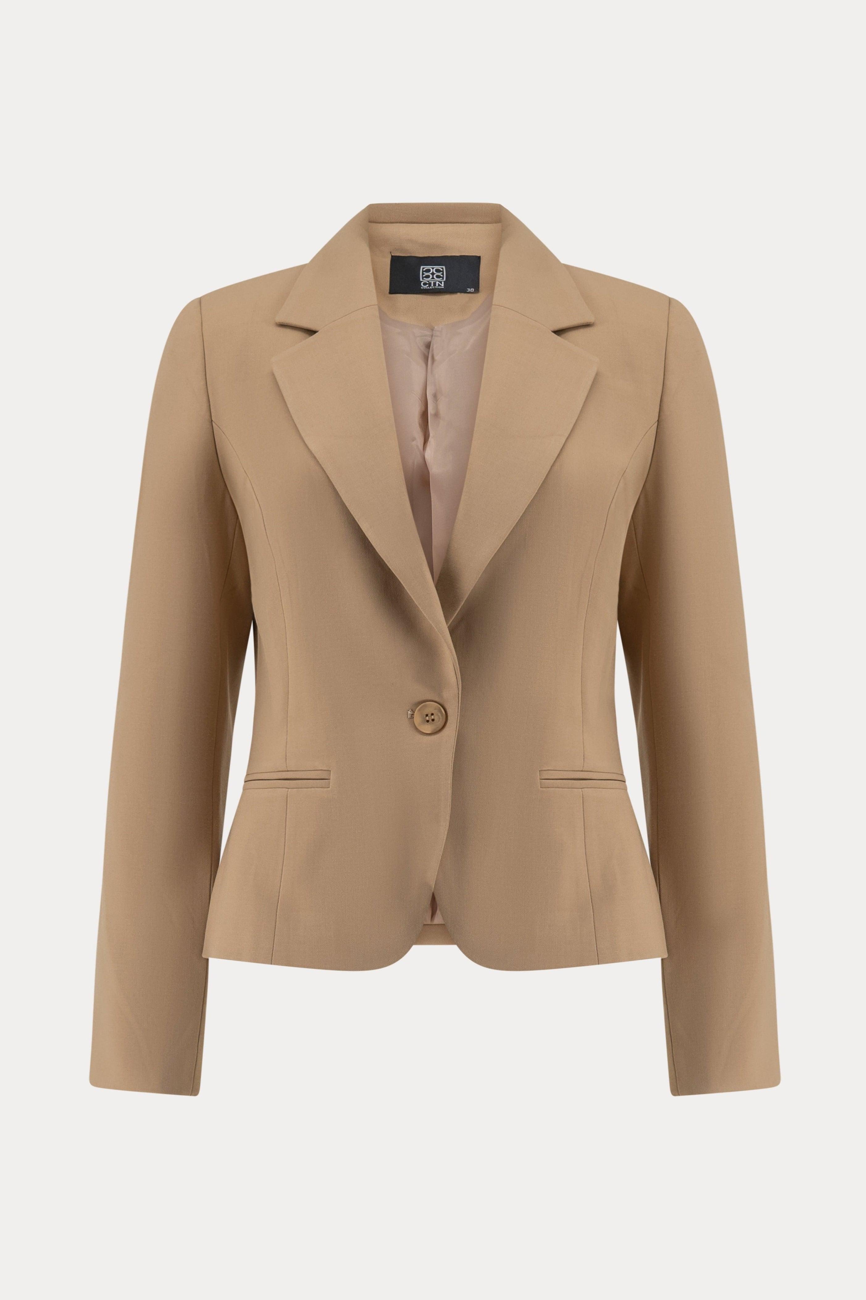 Beige damesblazer met viscose-MyEssentials