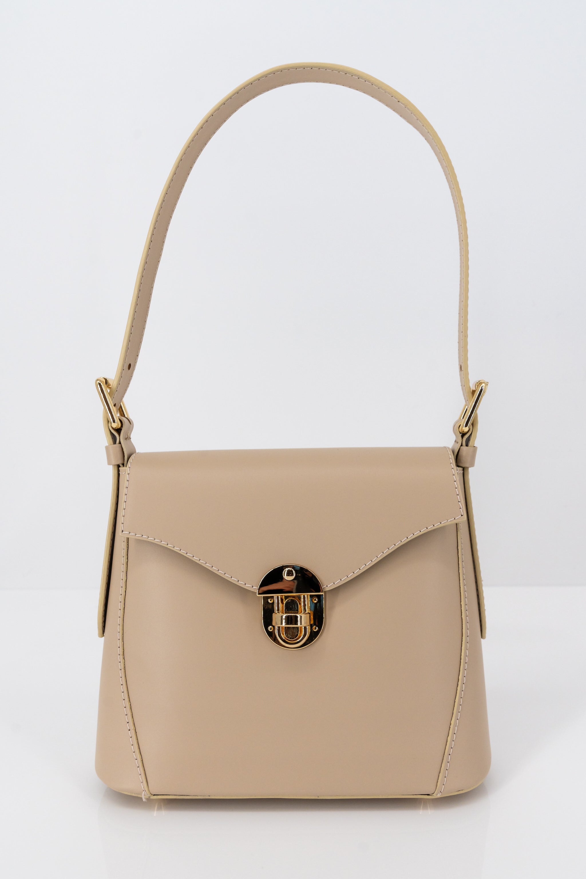 Beige handtas in echt leder-MyEssentials