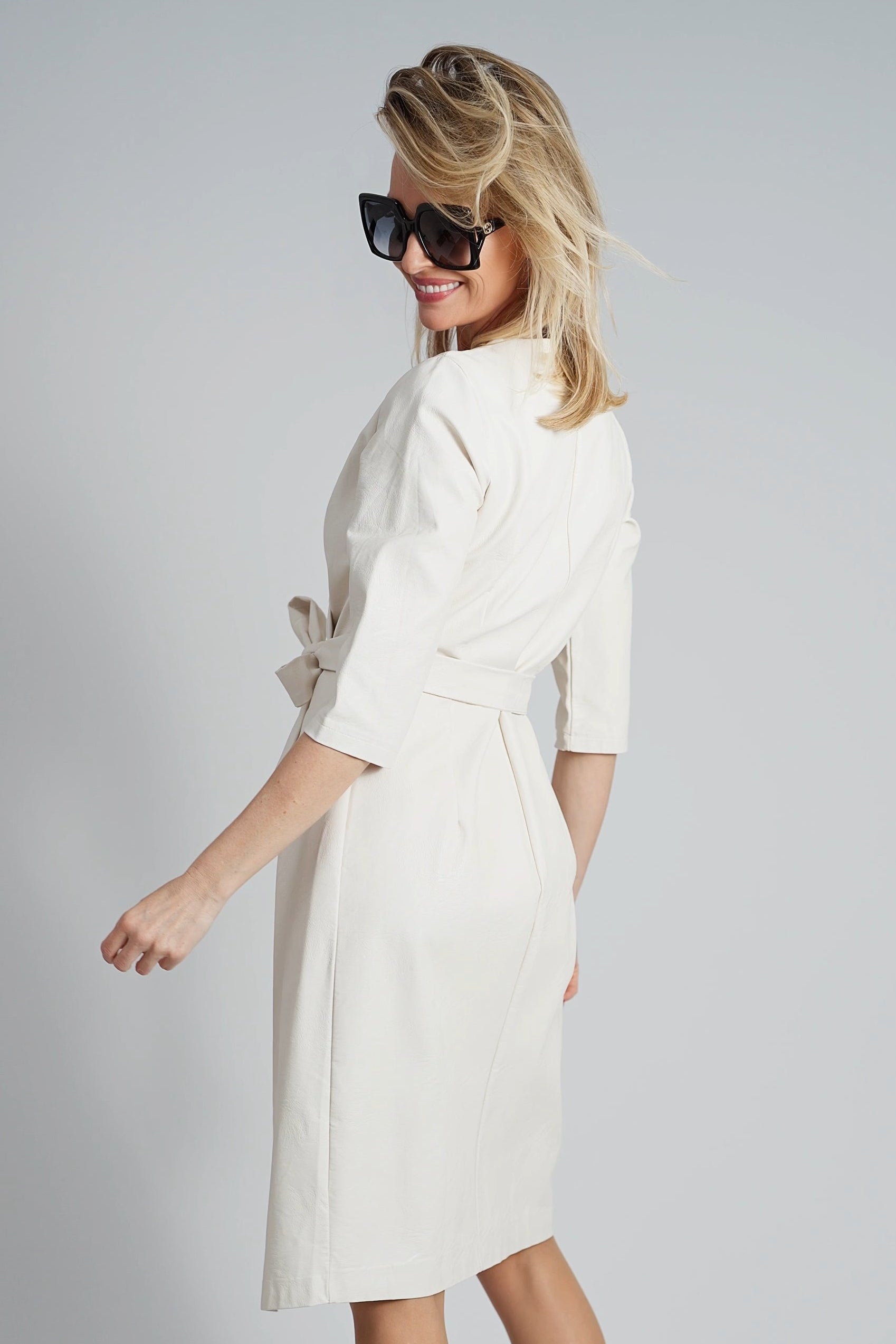 Beige imitatieleren jurk-MyEssentials