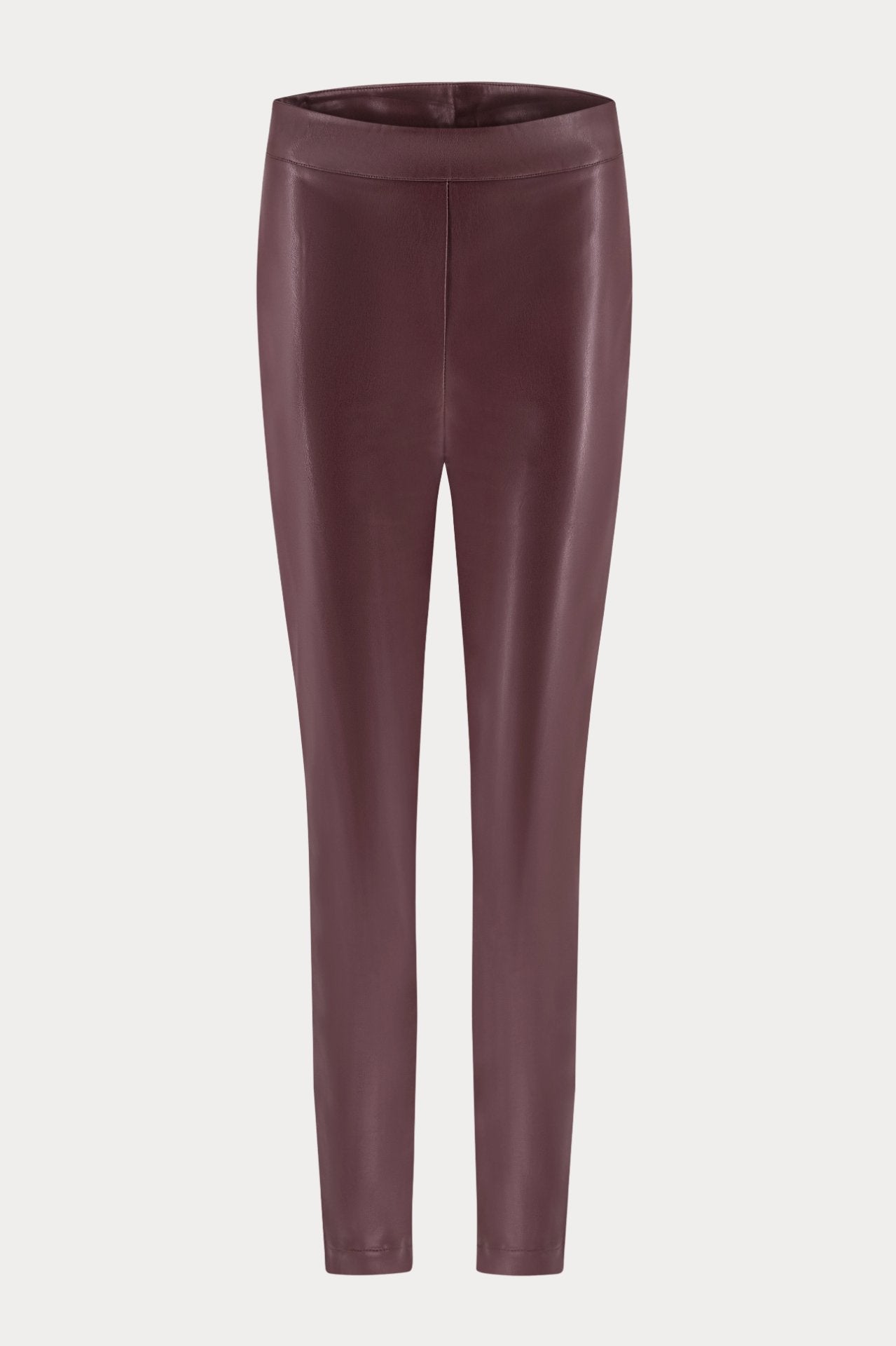 Bordeauxrode imitatieleren broek met smalle pijpen-MyEssentials