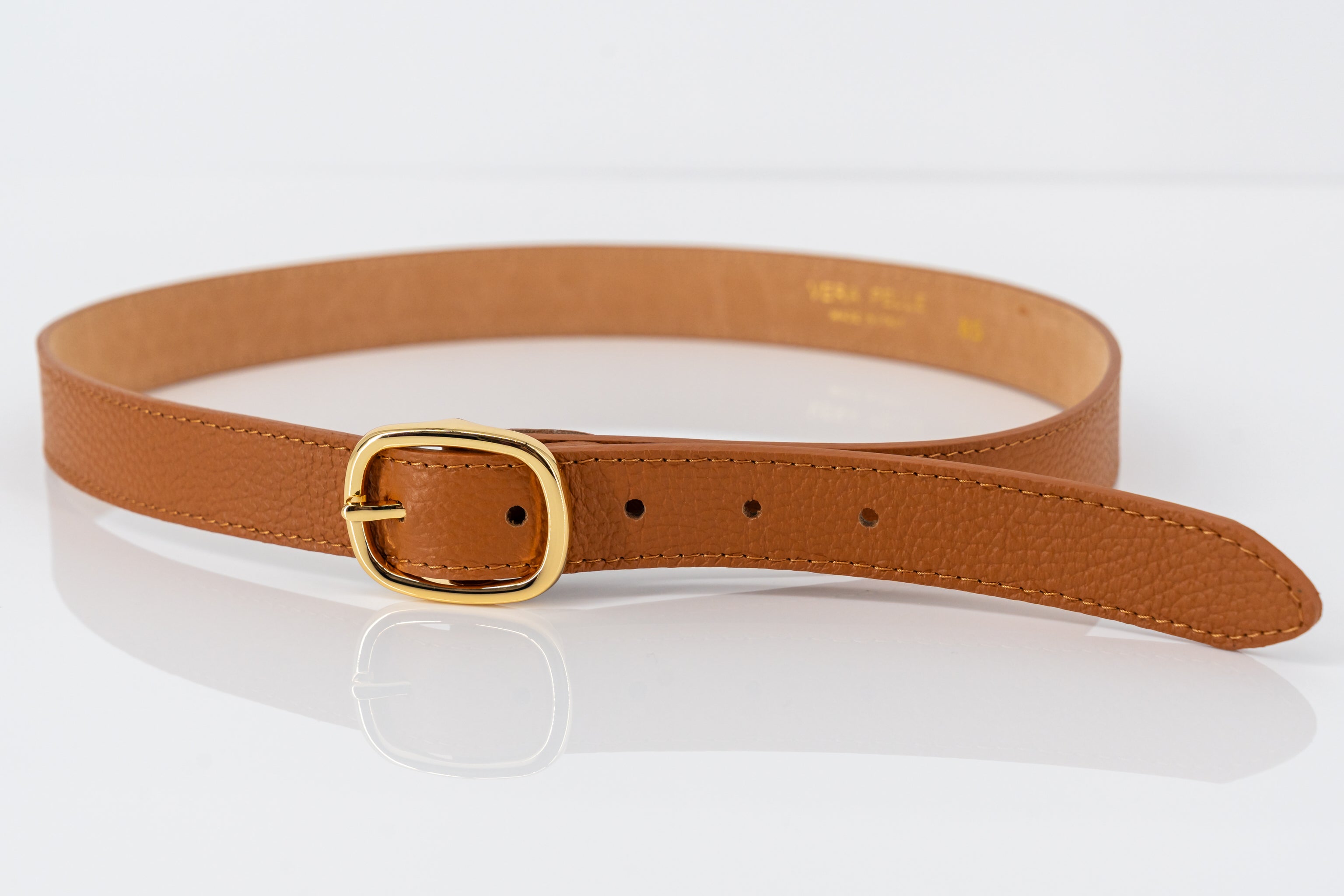 Bruine brede riem in echt leder-MyEssentials