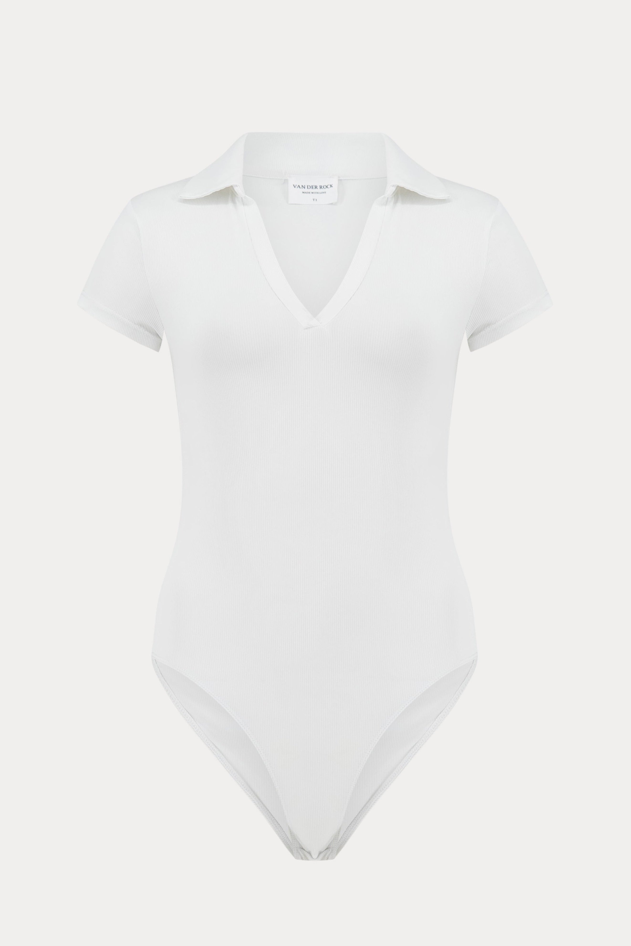 Gebroken witte polo body met korte mouwen-MyEssentials