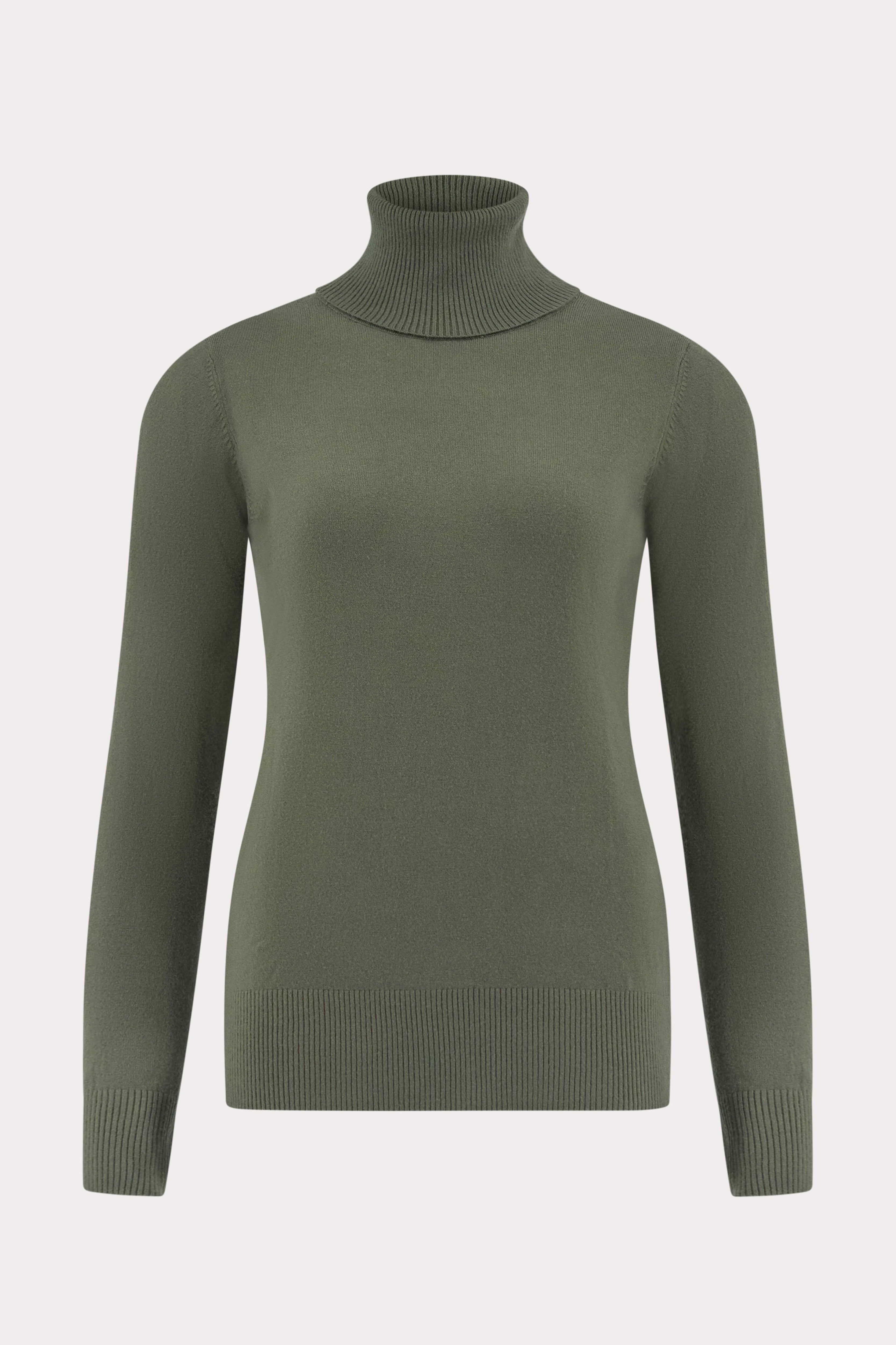 Khaki rolkraagtrui met kasjmier-MyEssentials