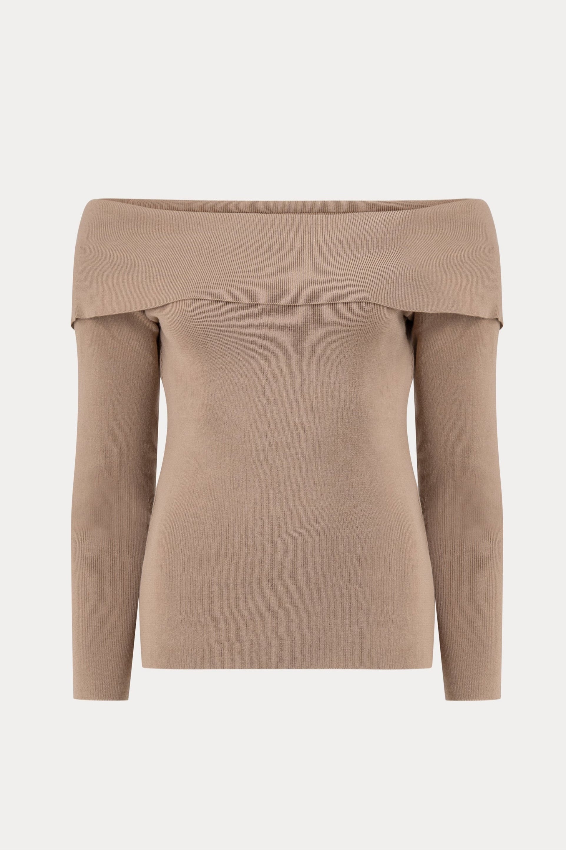 Taupe off-shoulder pullover-MyEssentials