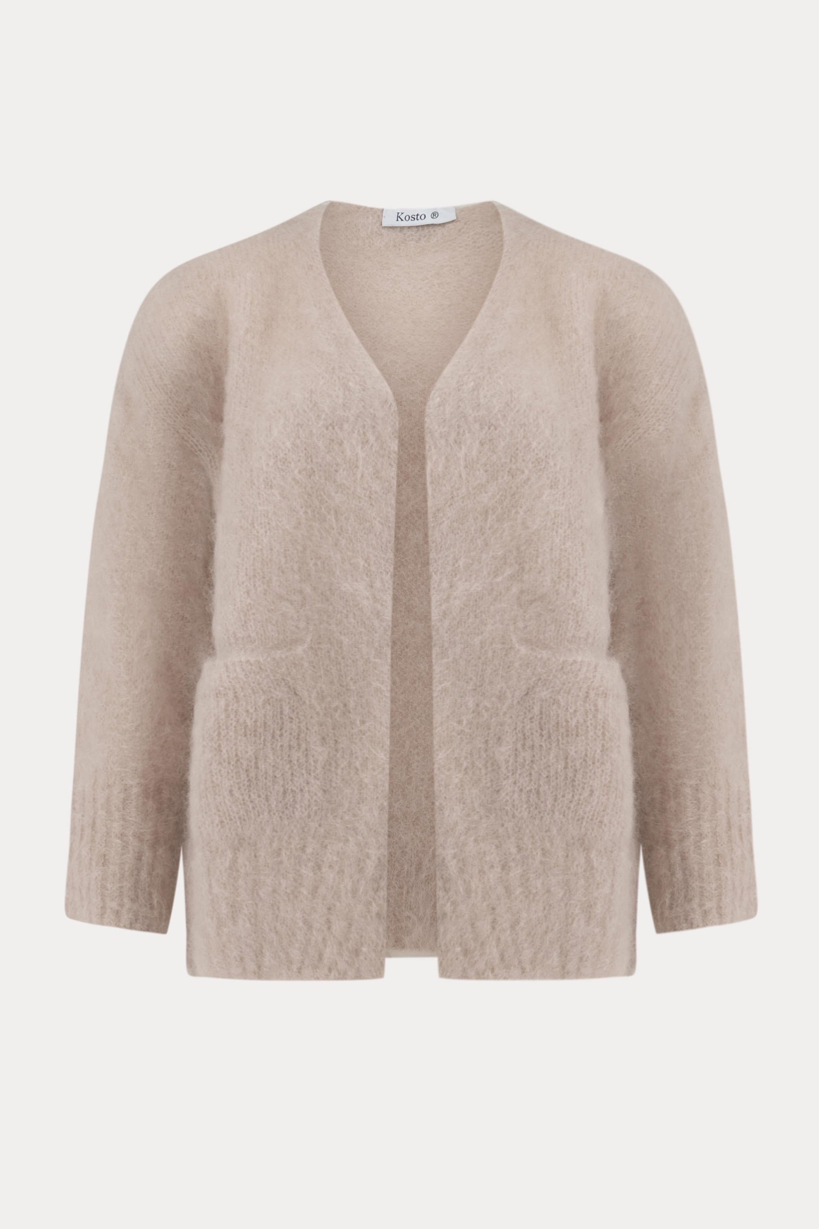 Taupekleurig cardigan in zachte mohairmix-MyEssentials