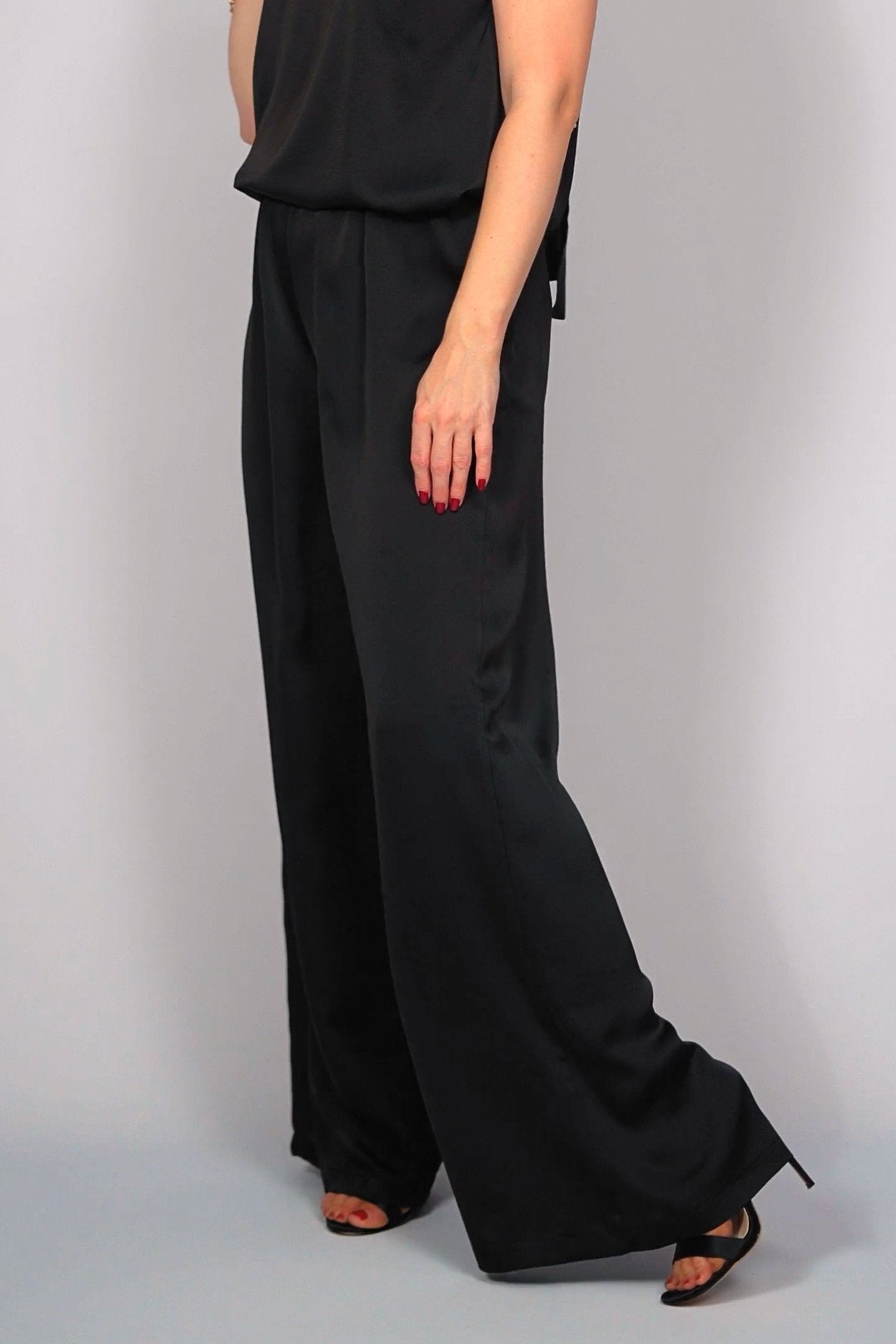 Zwarte satijnen 2-delige jumpsuit-MyEssentials