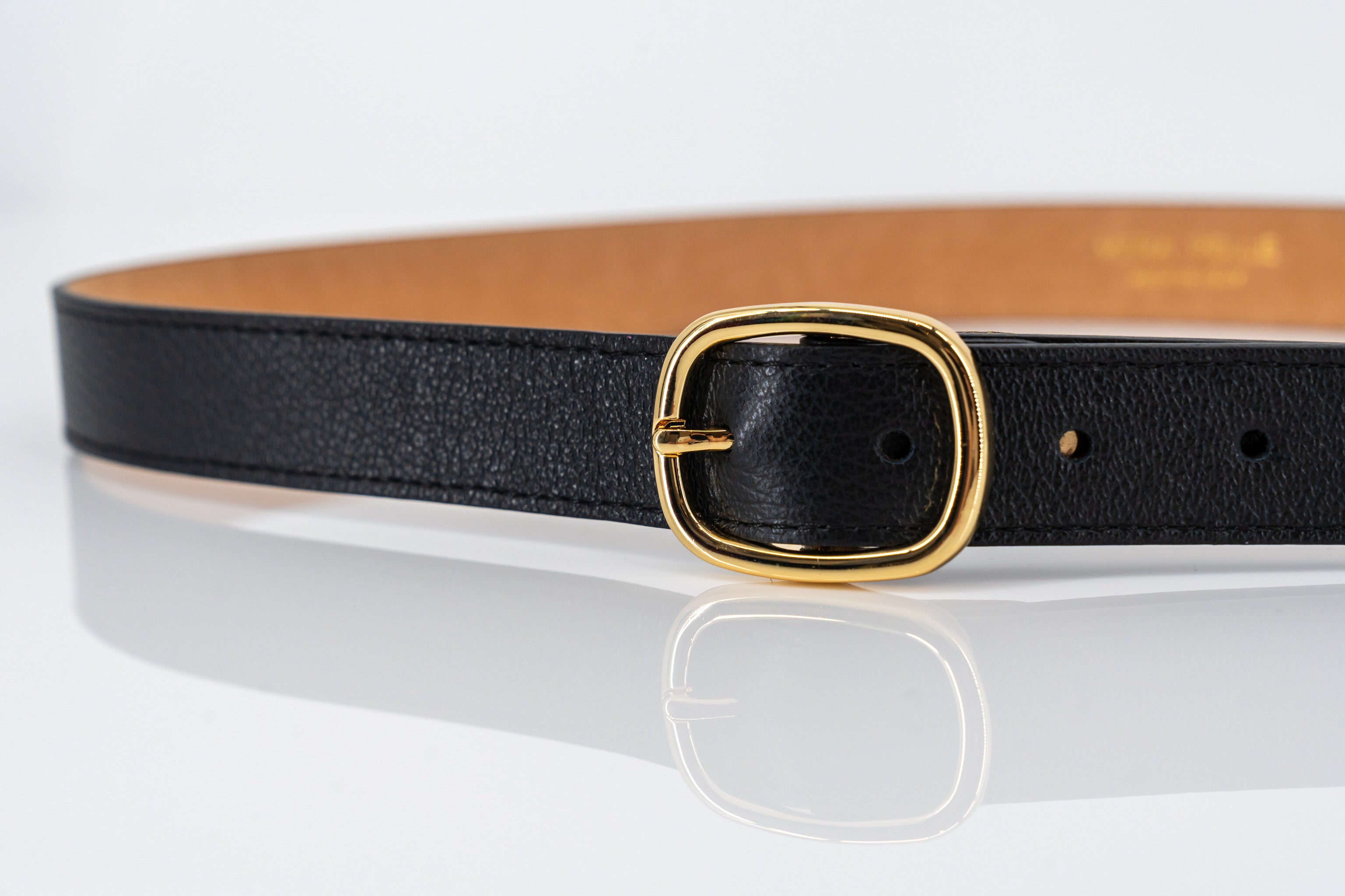 Zwarte smalle riem in echt leder-MyEssentials